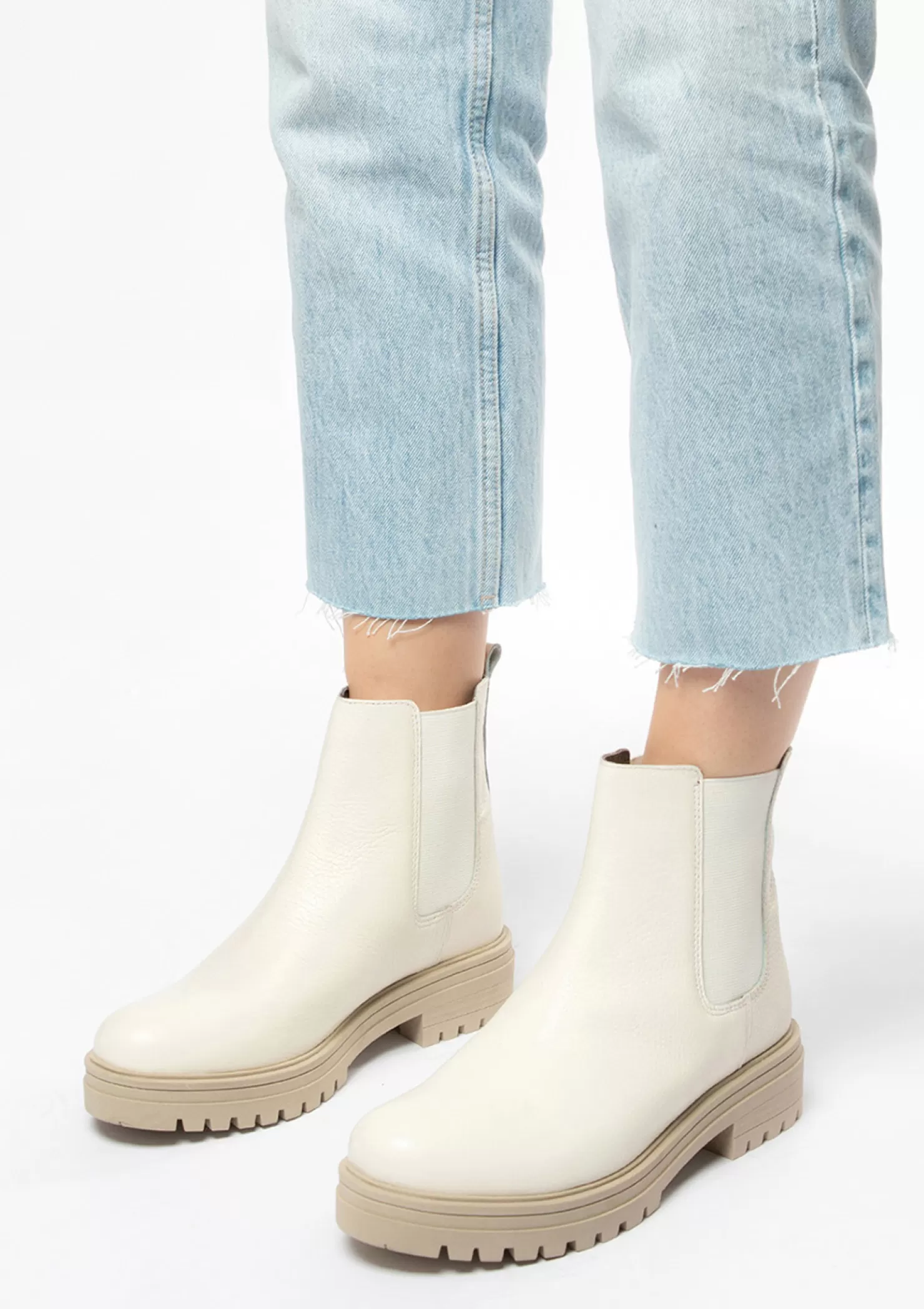 Fashion Sacha Off White Leren Chelsea Boots