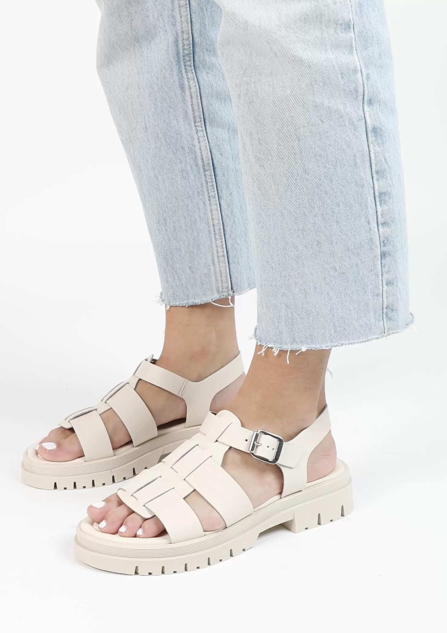 Flash Sale Sacha Off White Leren Chunky Sandalen