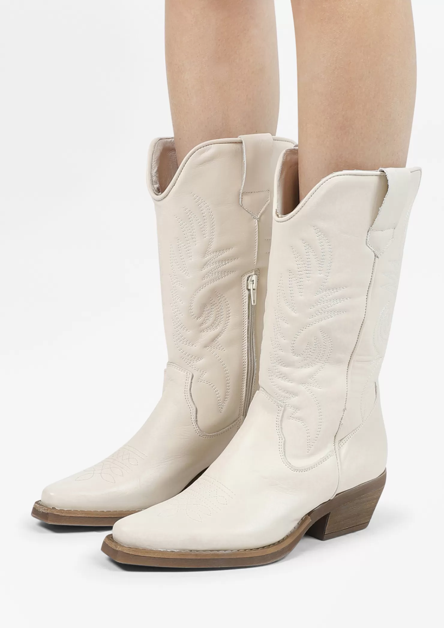 New Sacha Off White Leren Cowboylaarzen