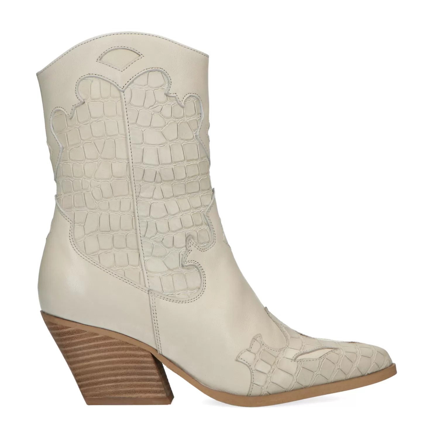 Best Sacha Off White Leren Cowboylaarzen Met Croco Detail