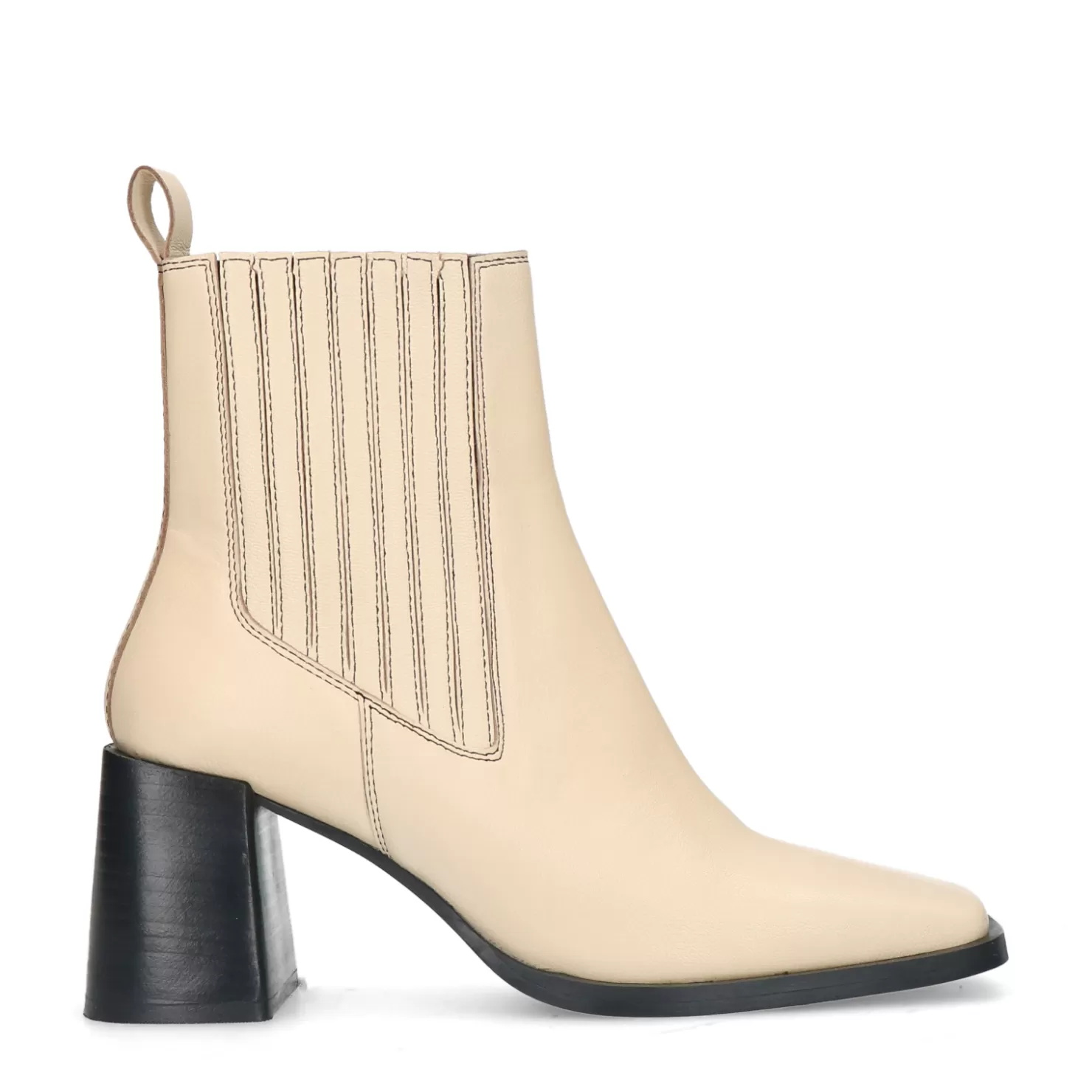 Flash Sale Sacha Off White Leren Enkellaarsjes Met Blokhak