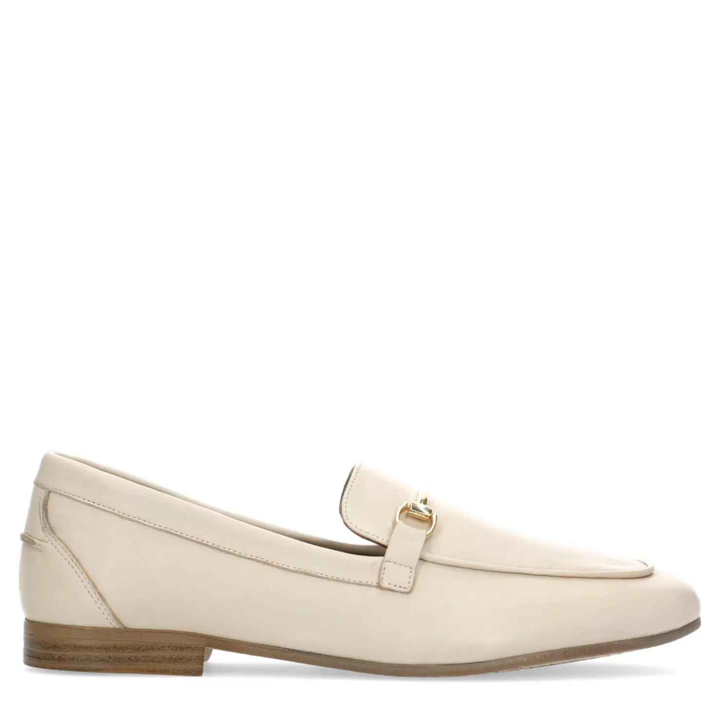 Flash Sale Sacha Off White Leren Loafers Met Goudkleurige Gesp