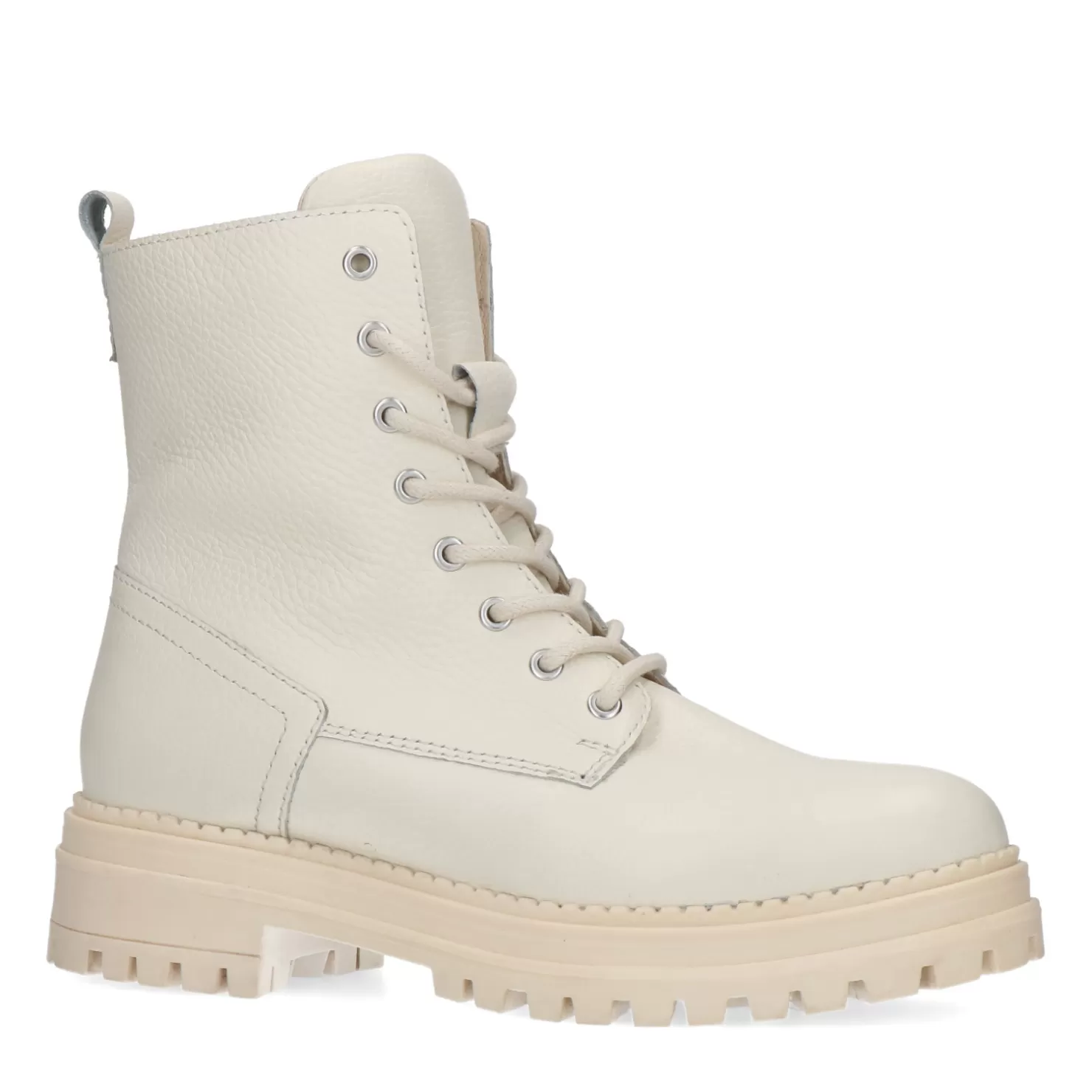 Best Sale Sacha Off White Leren Veterboots Met Imitatiebont