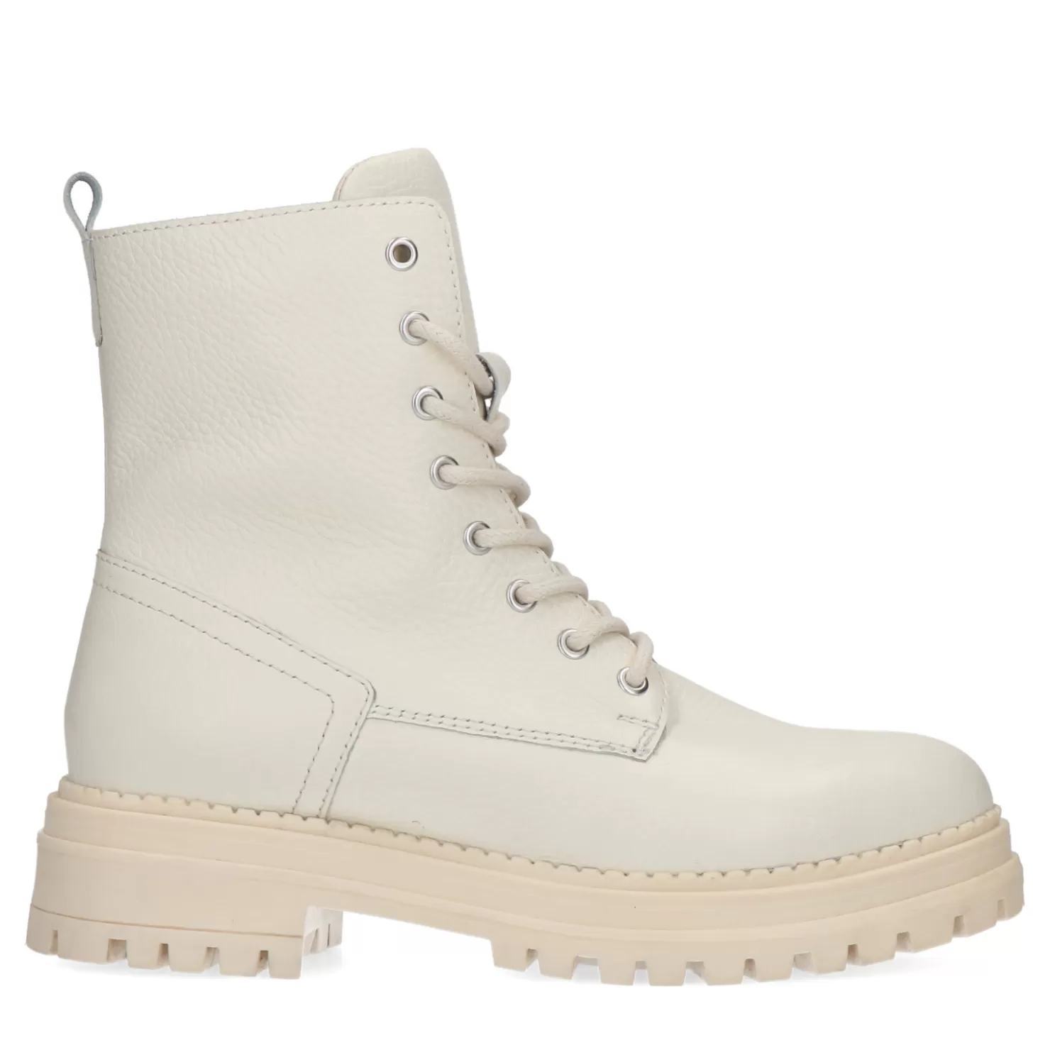 Best Sale Sacha Off White Leren Veterboots Met Imitatiebont