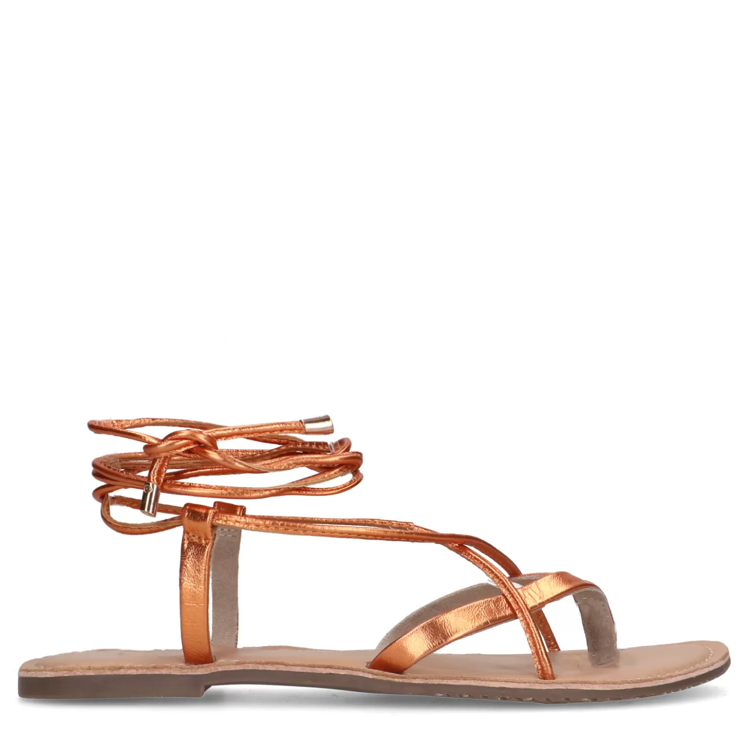 Hot Sacha Oranje Metallic Leren Sandalen