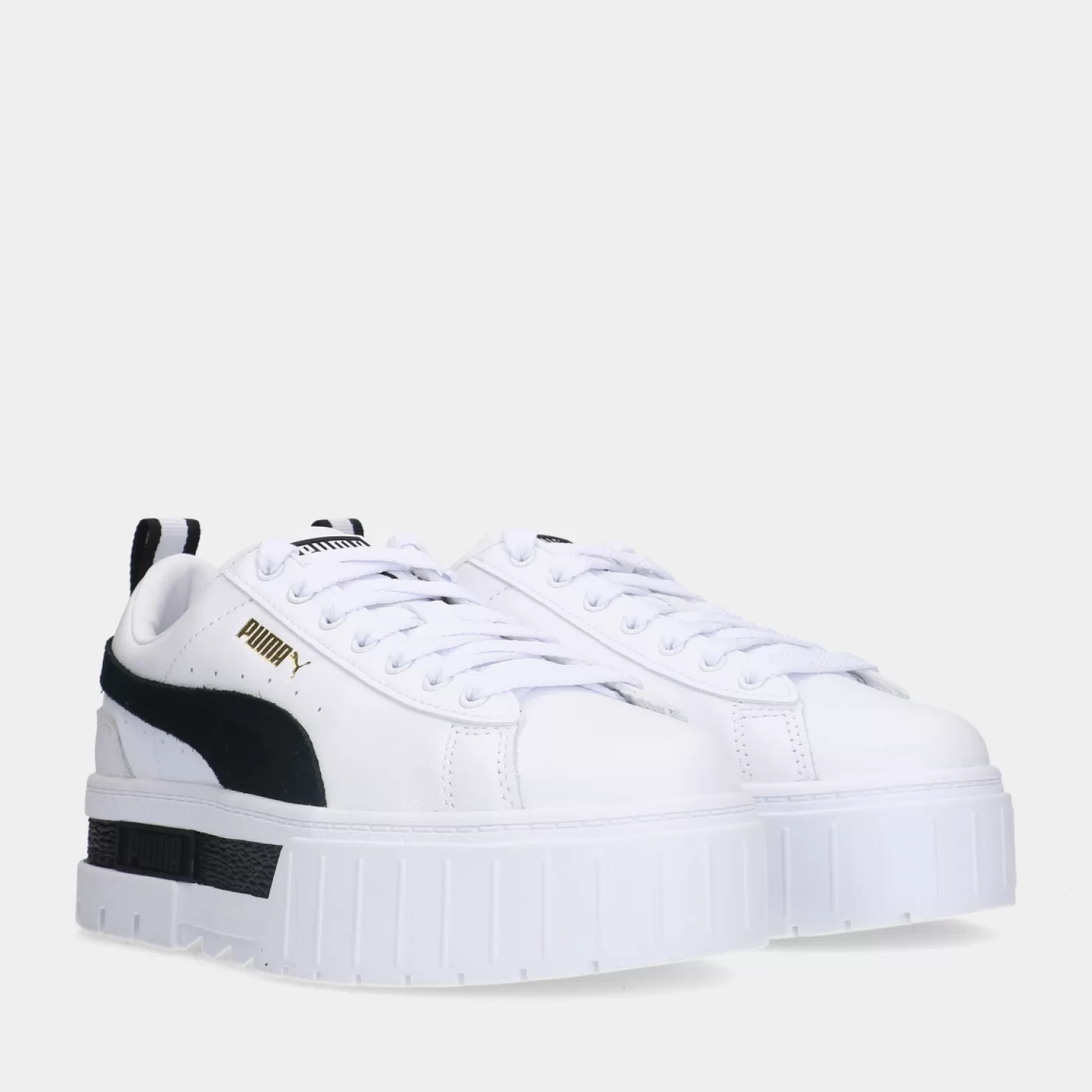 Discount Sacha Puma Mayze Lth White/Black Dames Sneakers