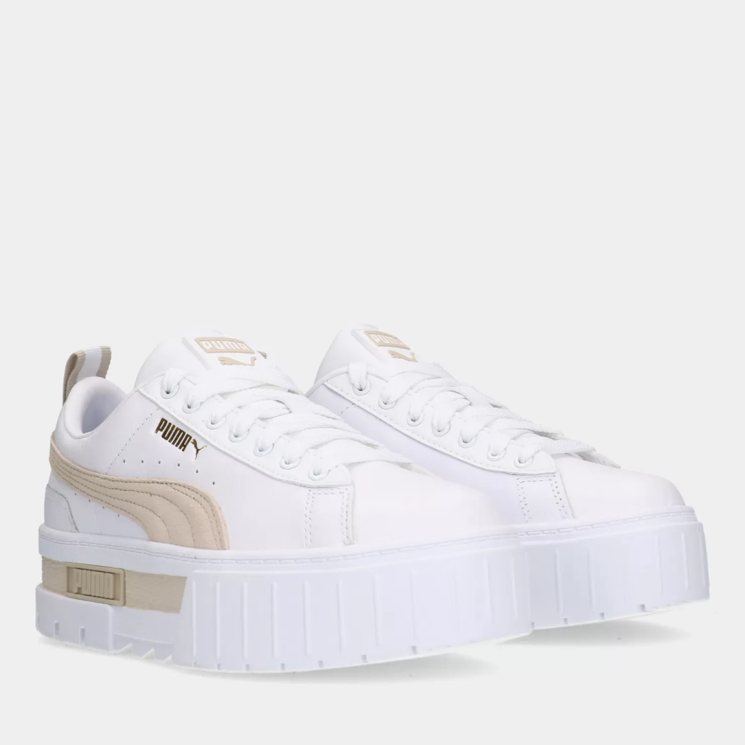 Fashion Sacha Puma Mayze Lth White/Peyote Dames Sneakers