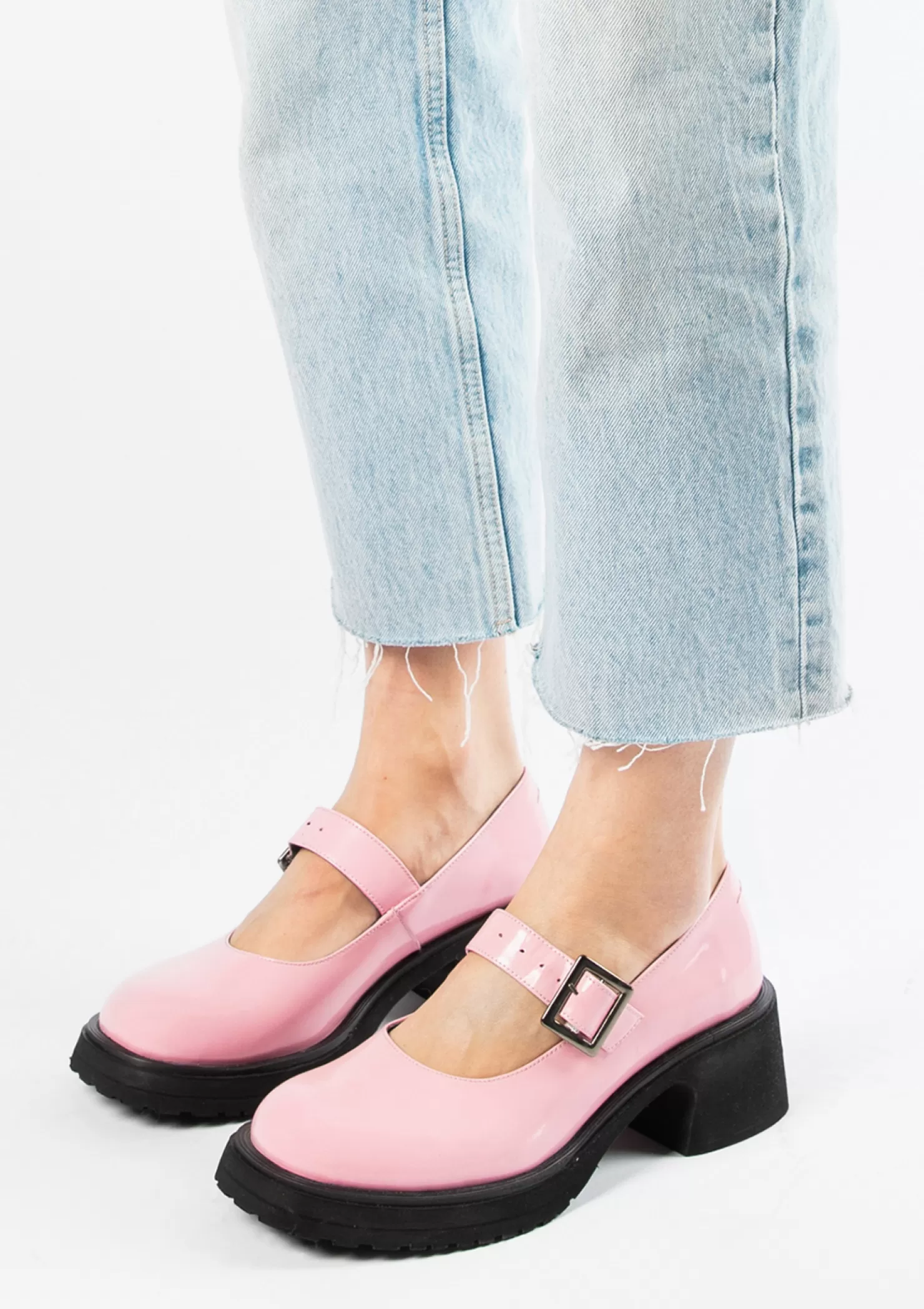 Store Sacha Roze Leren Loafers Met Hak