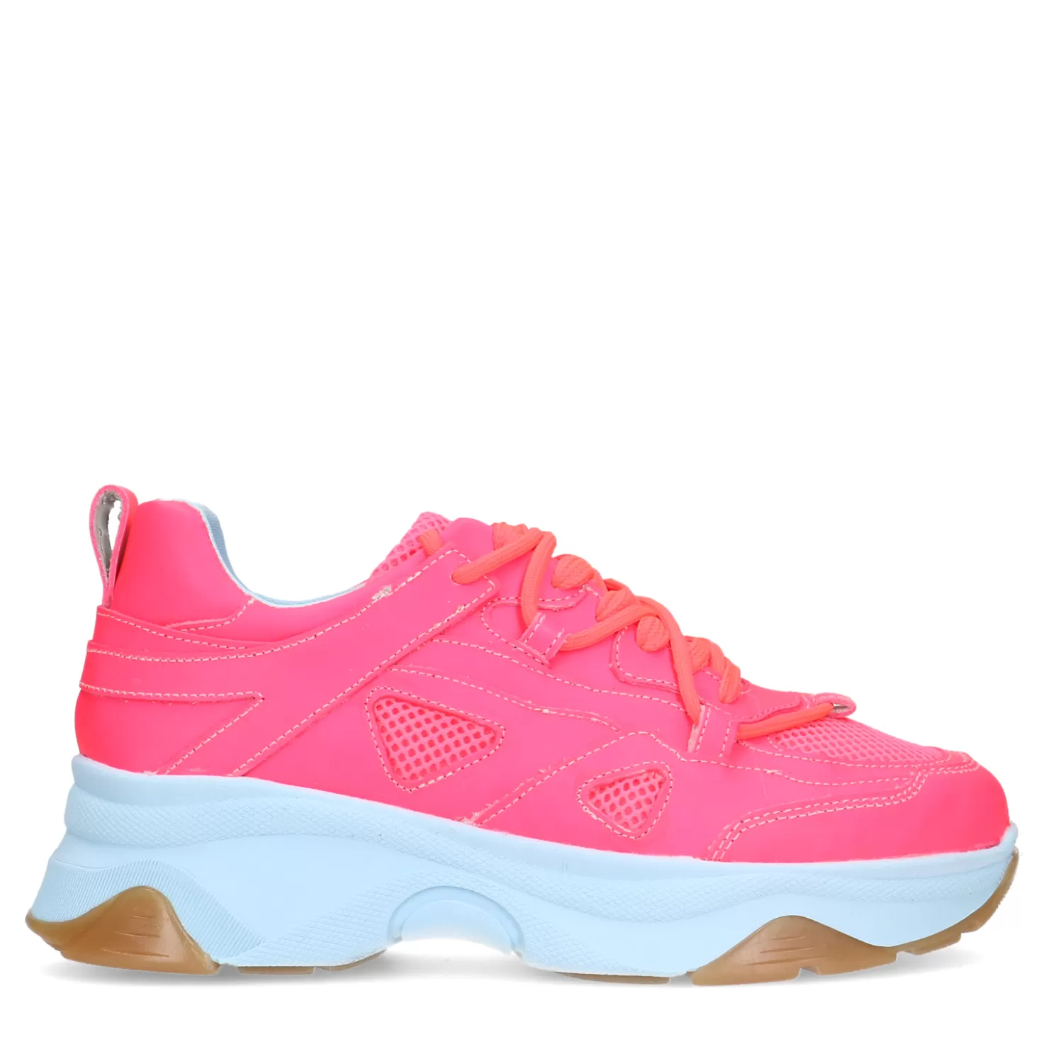 Shop Sacha Roze Leren Platform Sneakers Met Lichtblauwe Zool