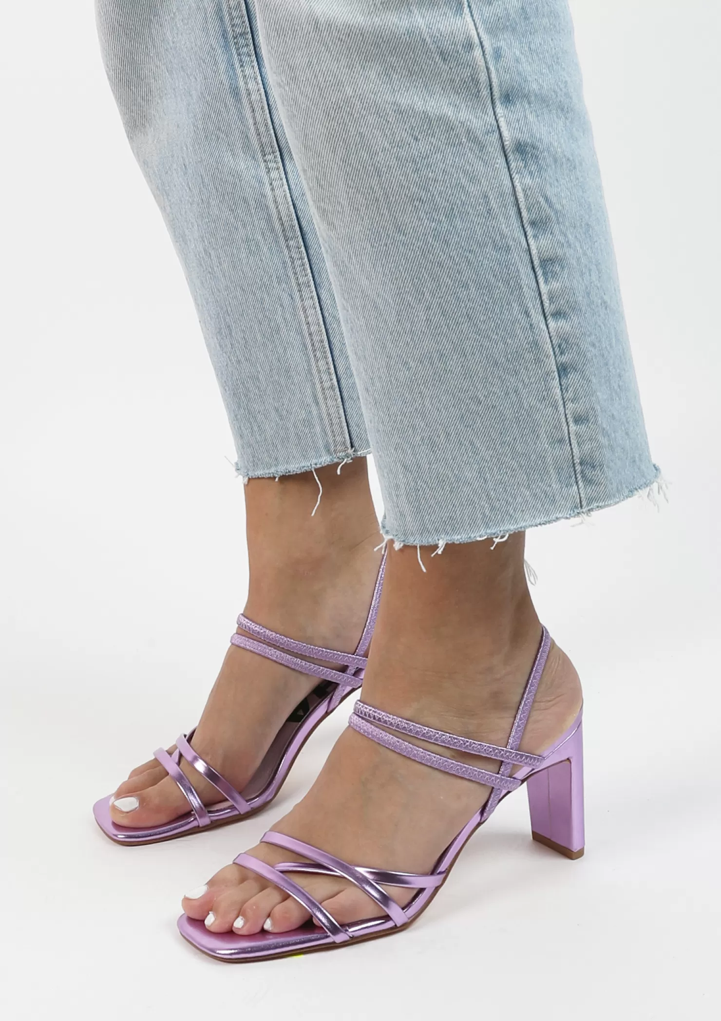 Shop Sacha Roze Metallic Hak Sandalen Met Bandjes