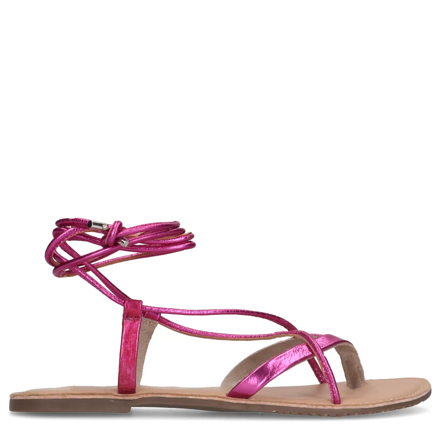 Best Sale Sacha Roze Metallic Leren Sandalen