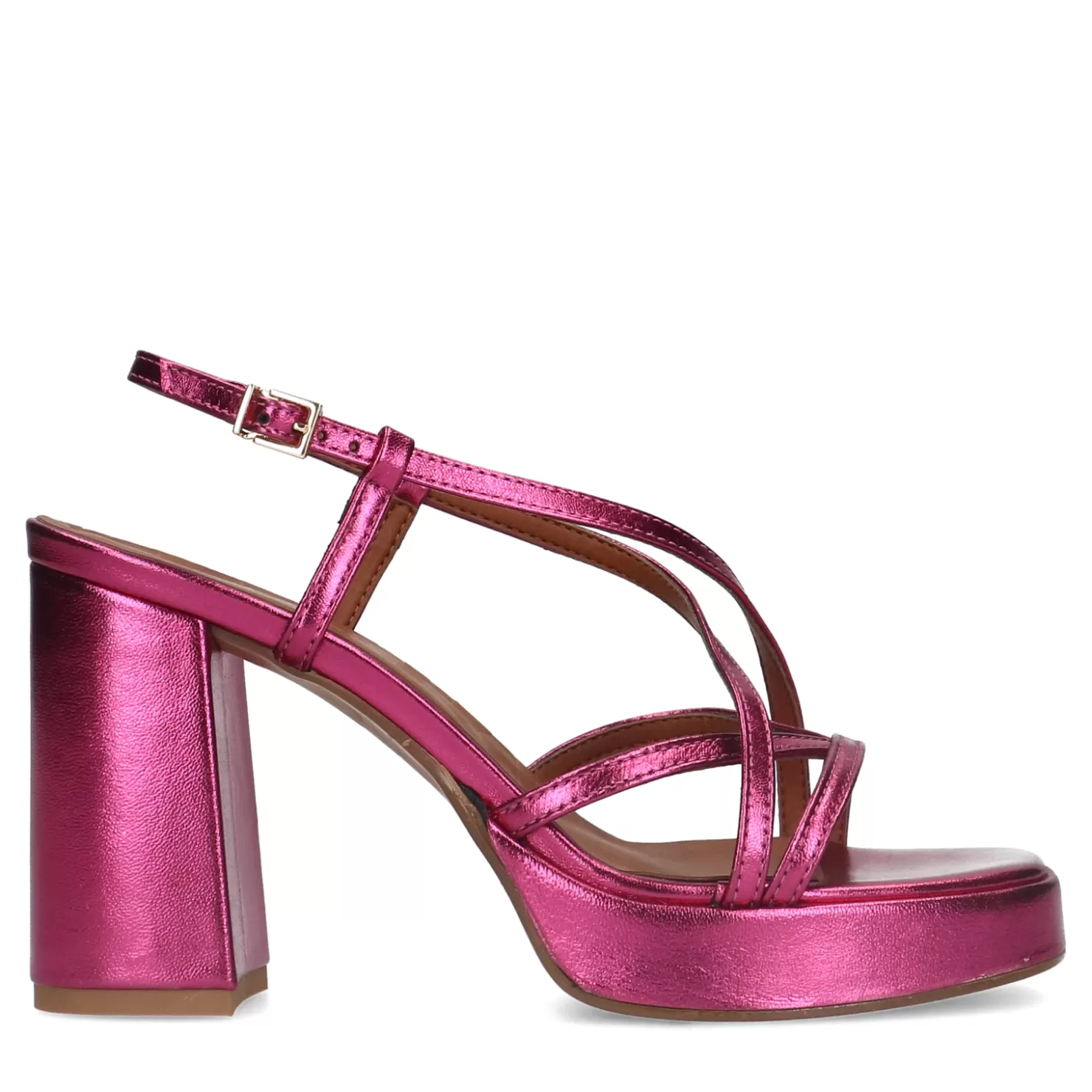 New Sacha Roze Metallic Sandalen Met Hak