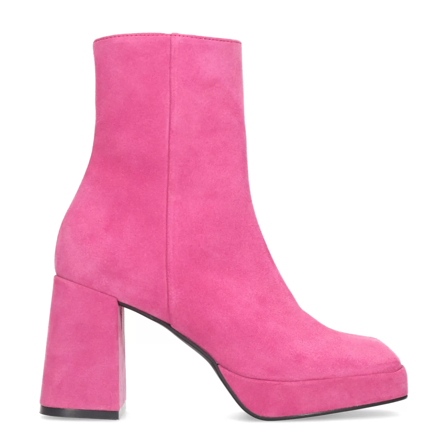 Cheap Sacha Roze Suede Enkellaarsjes Met Blokhak