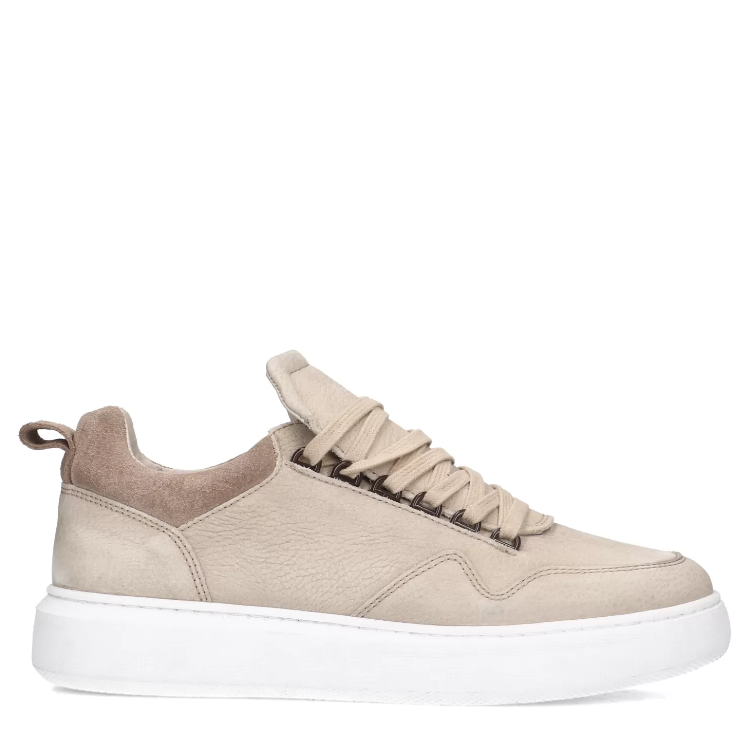 Flash Sale Sacha Taupe Nubuck Sneaker Met Witte Zool