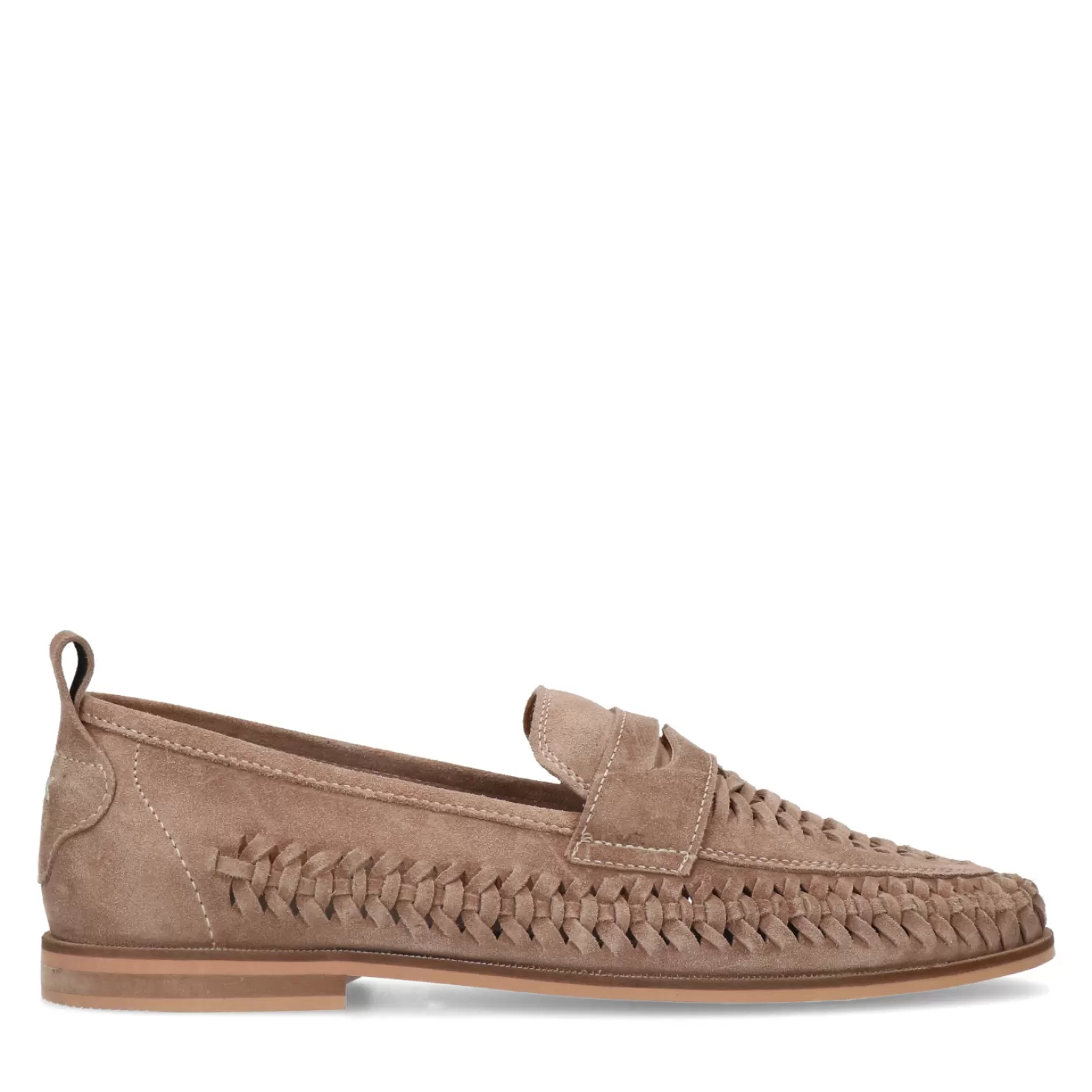 Hot Sacha Taupe Suede Gevlochten Loafers