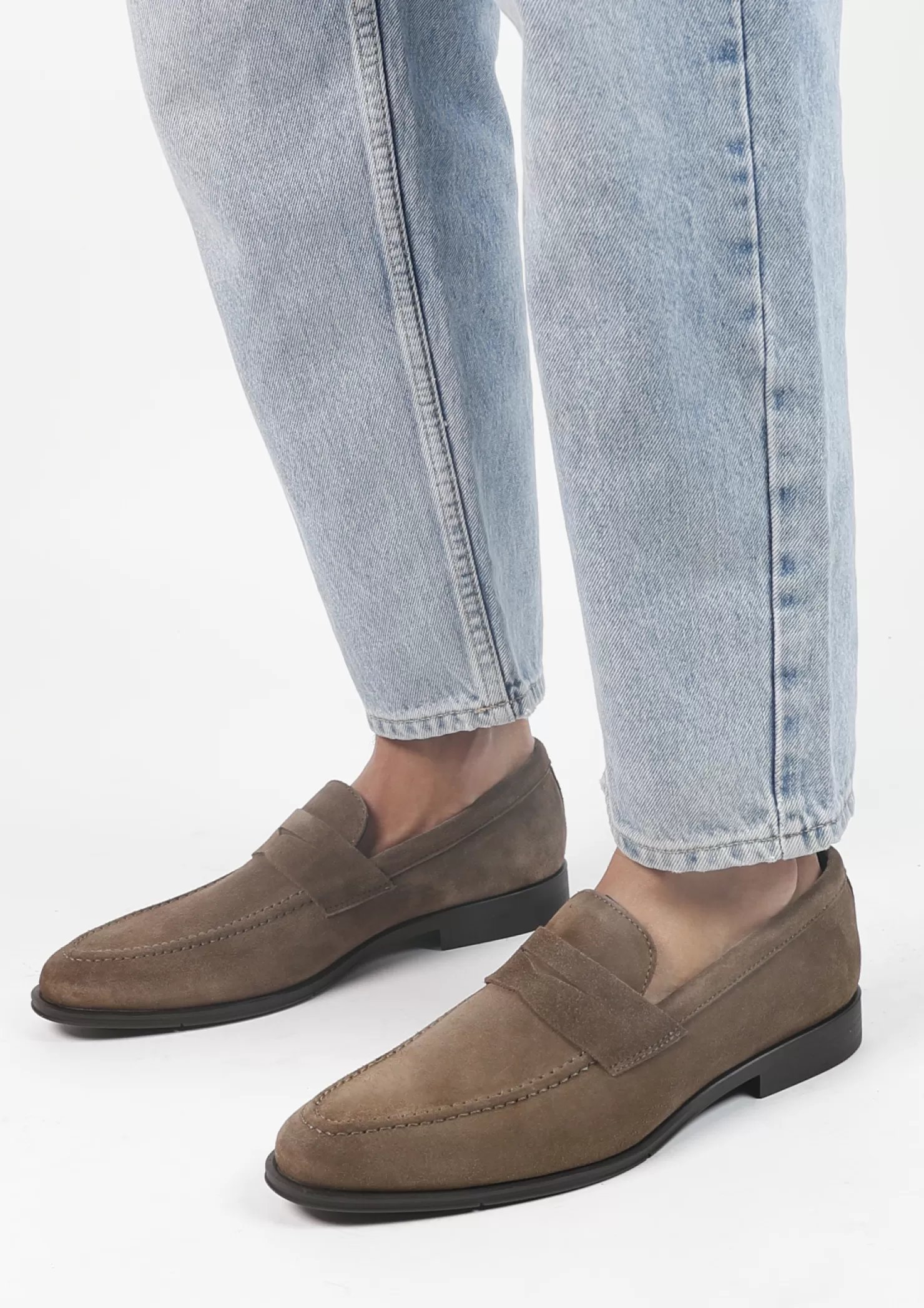 Best Sale Sacha Taupe Suede Klassieke Loafers