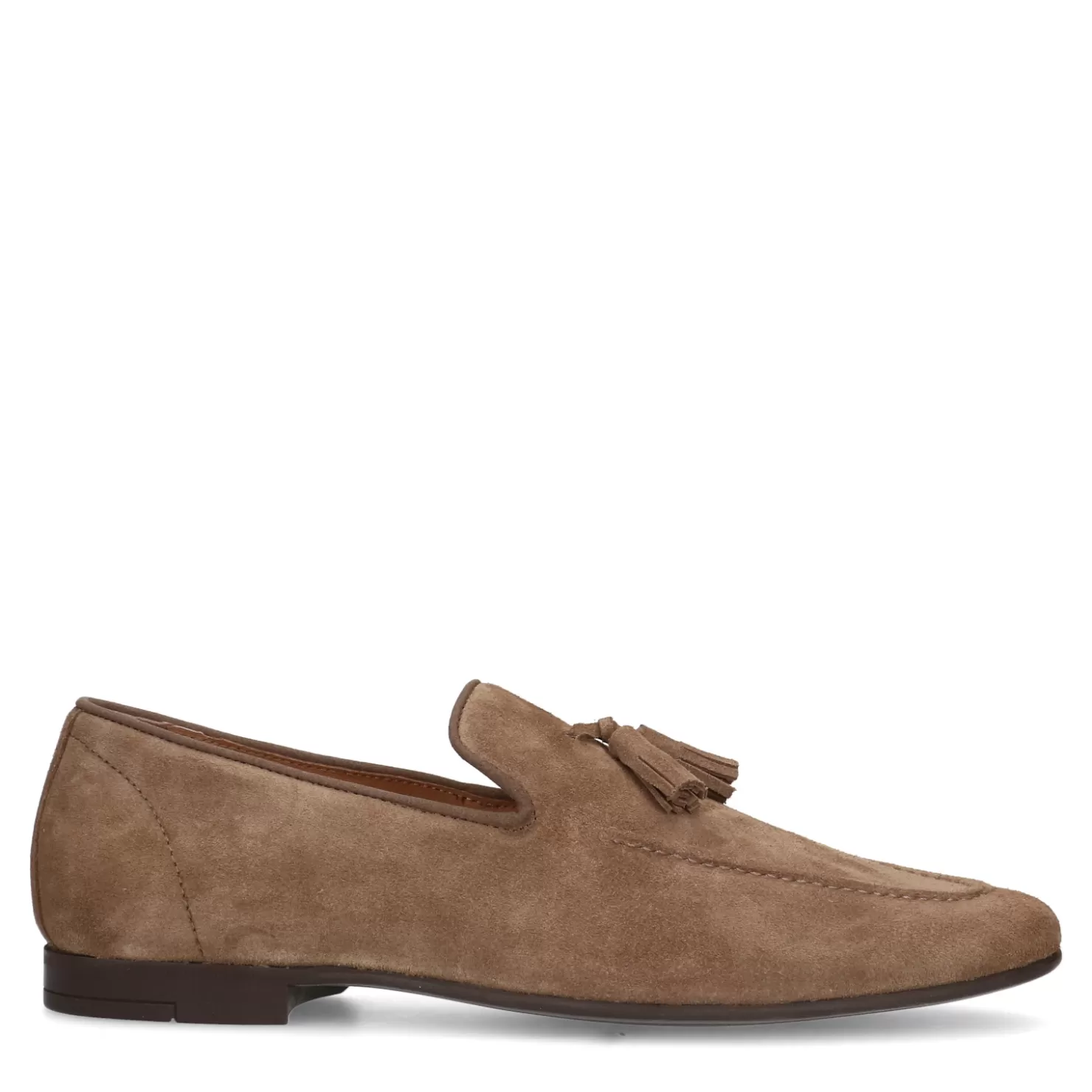 Store Sacha Taupe Suede Loafers Met Kwastjes