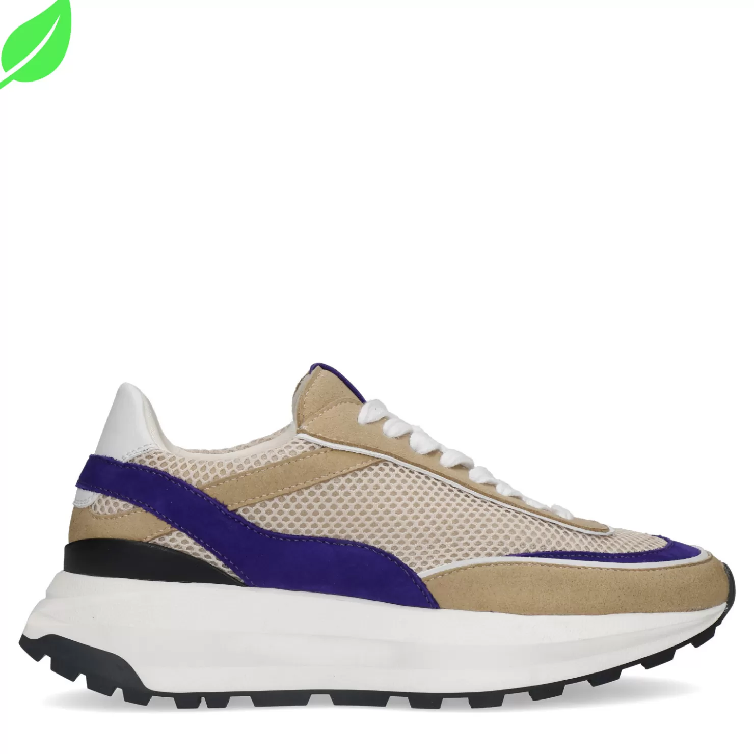 Clearance Sacha Vegan Beige Sneakers Met Paarse Details