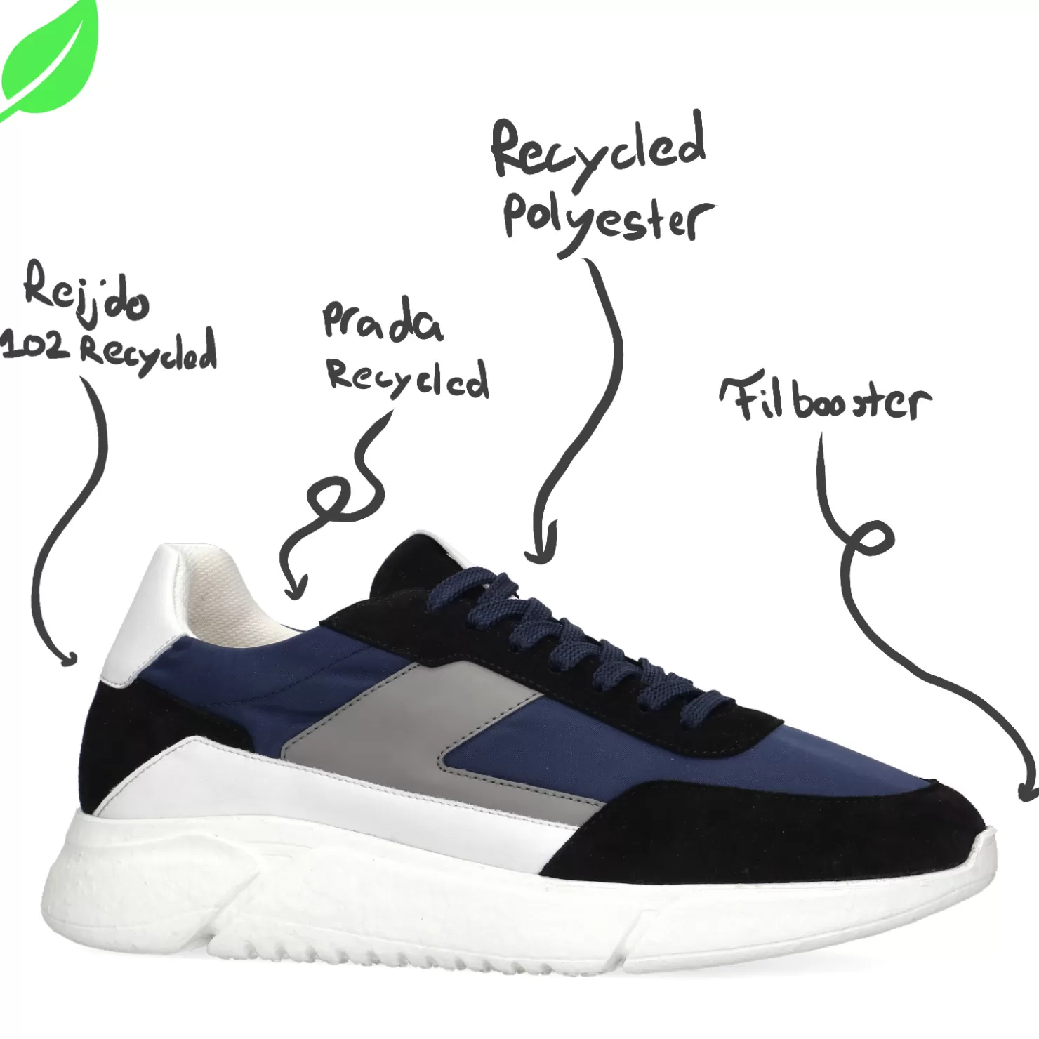 Clearance Sacha Vegan Donkerblauwe Sneakers Met Details