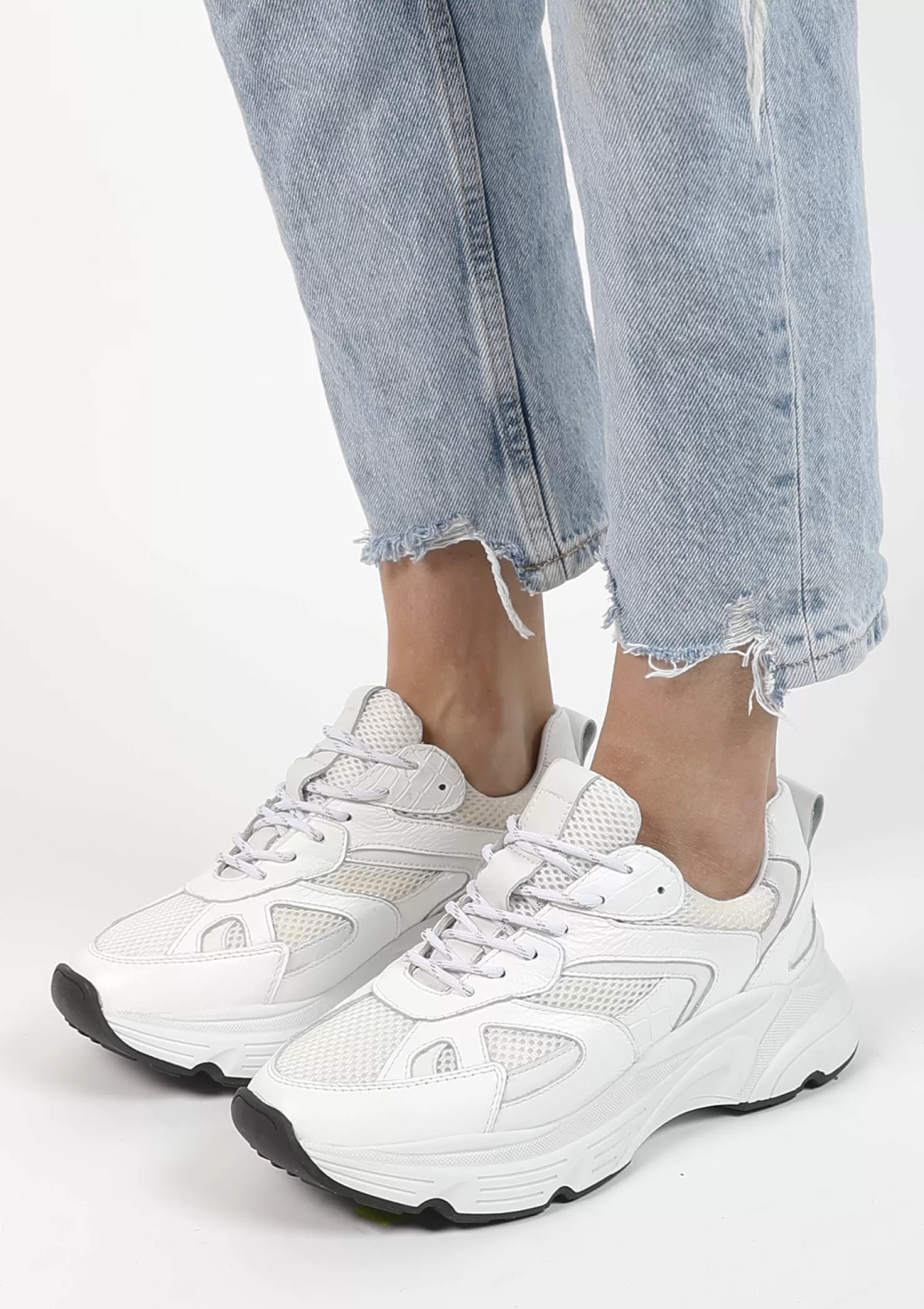 Clearance Sacha Witte Chunky Sneakers