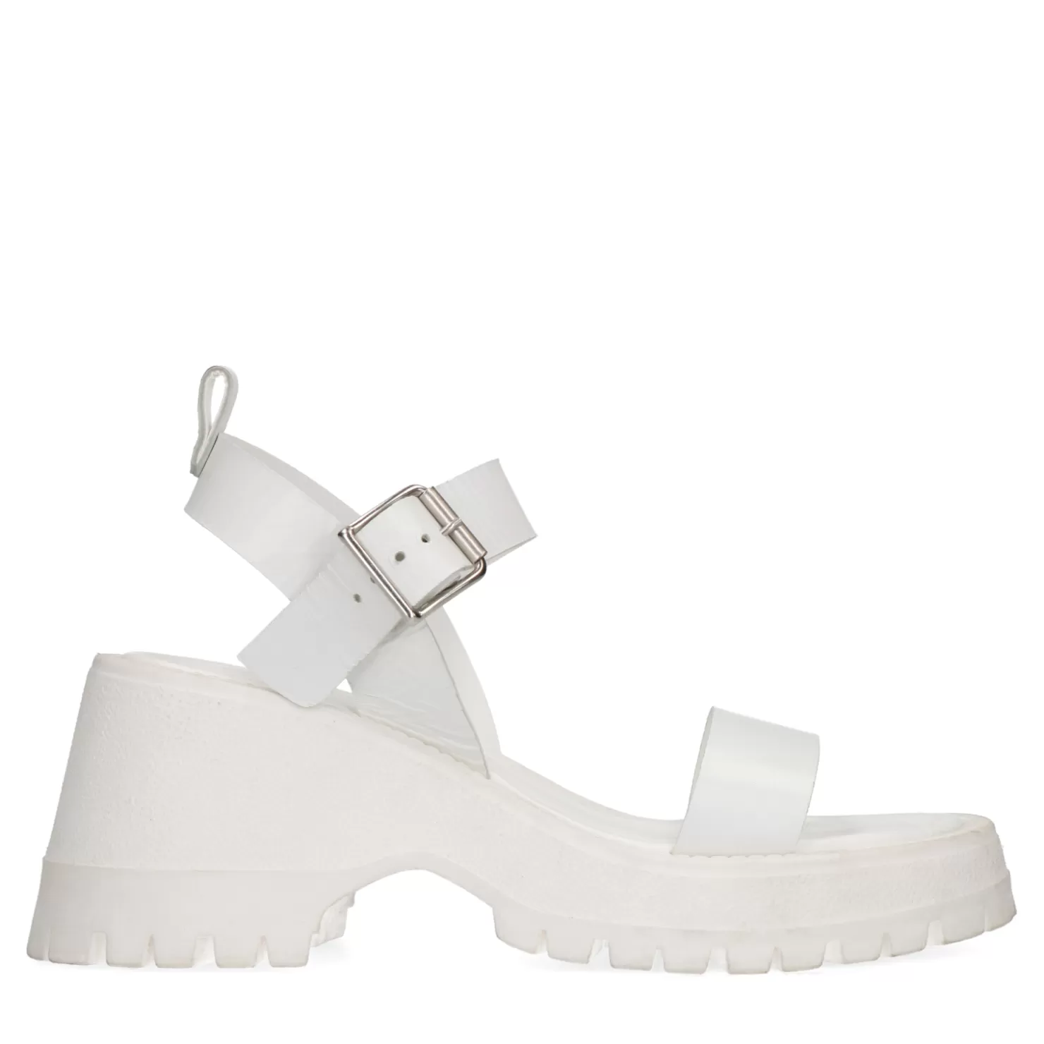 Hot Sacha Witte Leren Chunky Sandalen