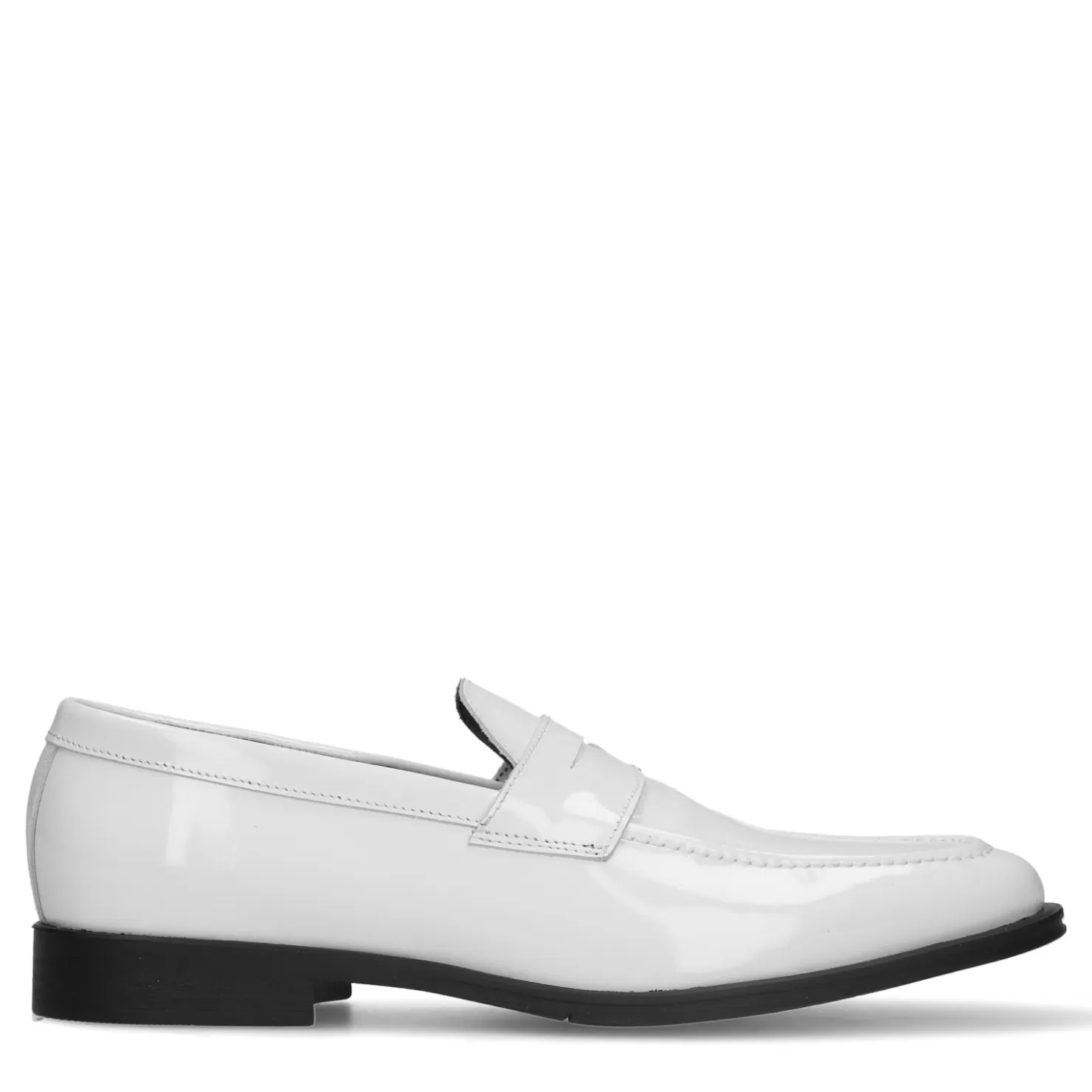 Clearance Sacha Witte Leren Penny Loafers