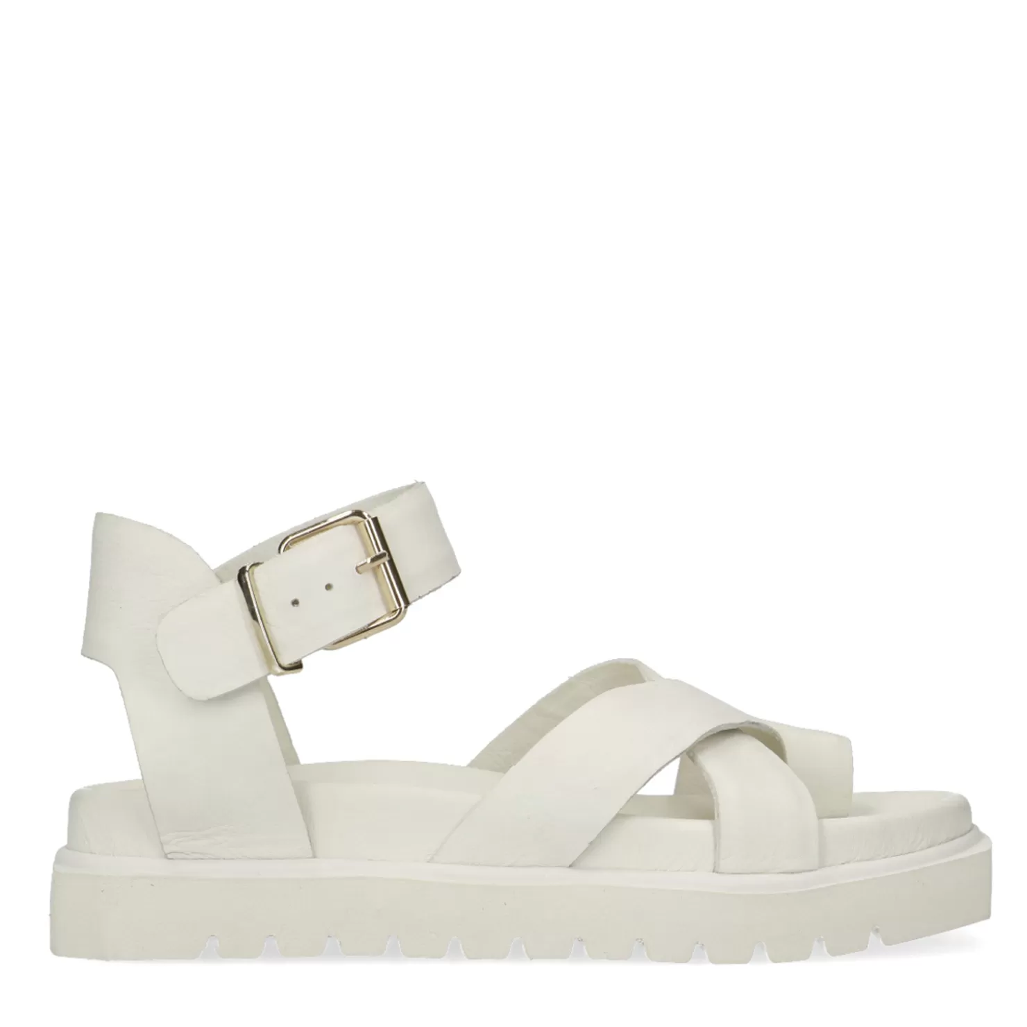 Sale Sacha Witte Leren Plateau Sandalen