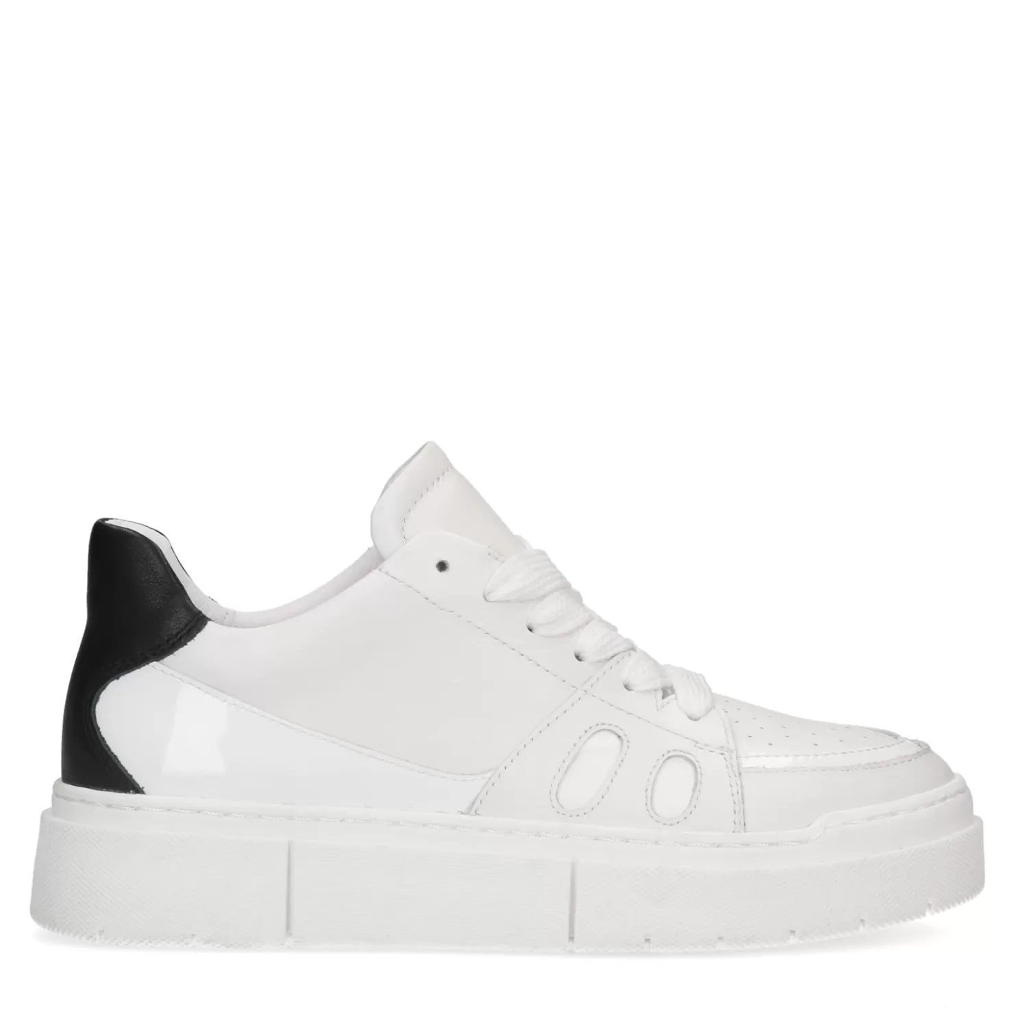 Clearance Sacha Witte Leren Sneaker Met Zwart Detail