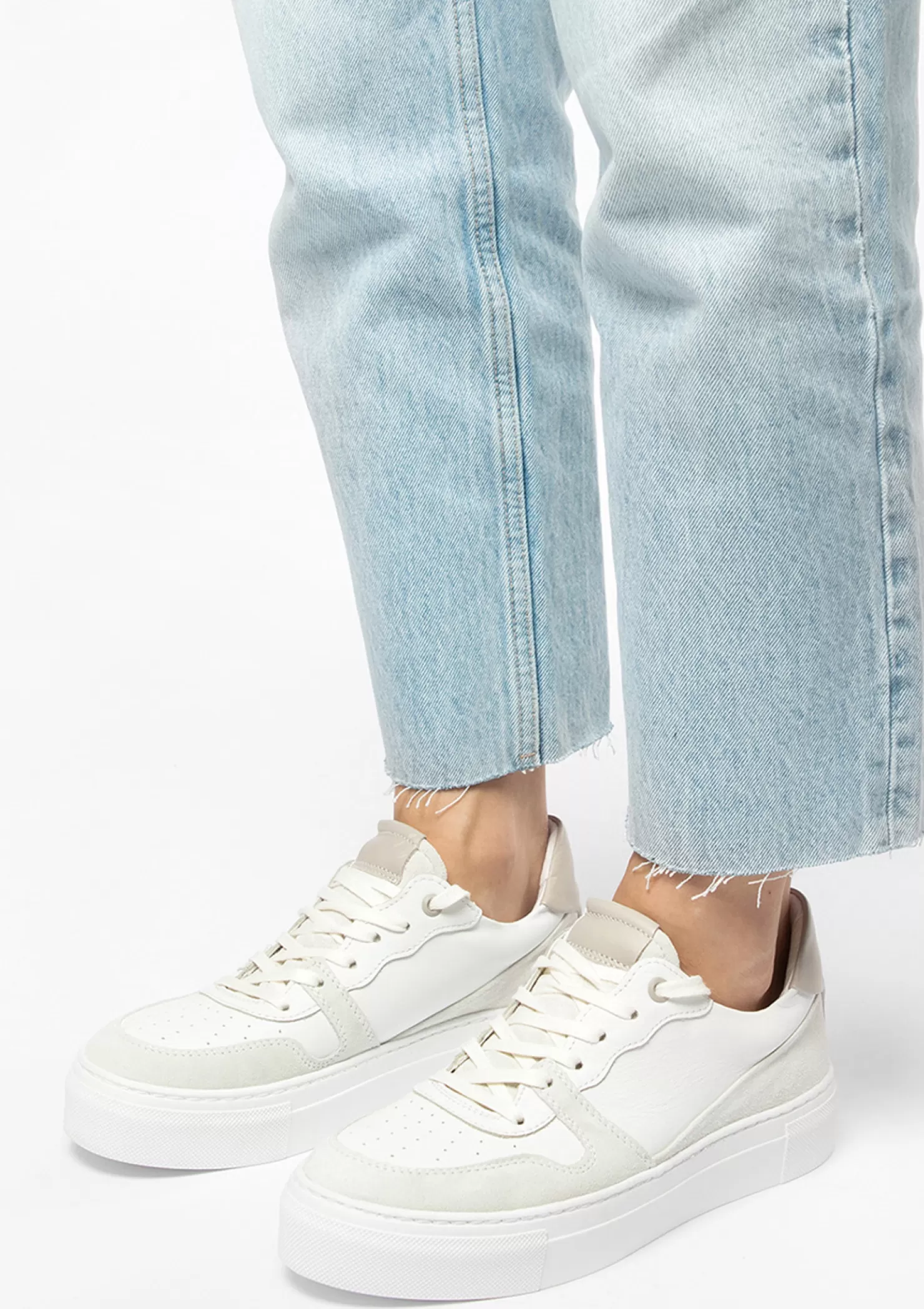 Clearance Sacha Witte Leren Sneakers