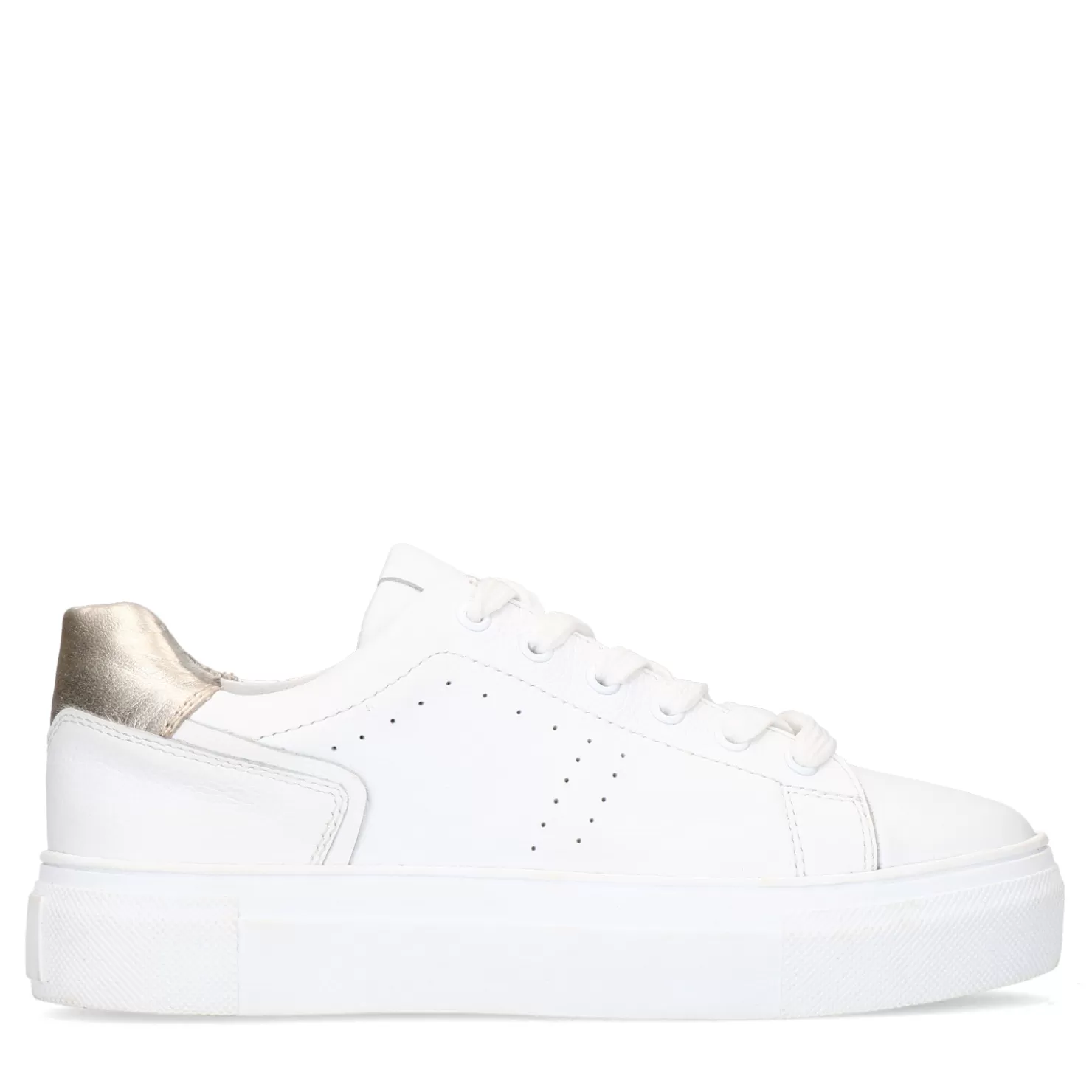 New Sacha Witte Leren Sneakers Met Goudkleurig Detail