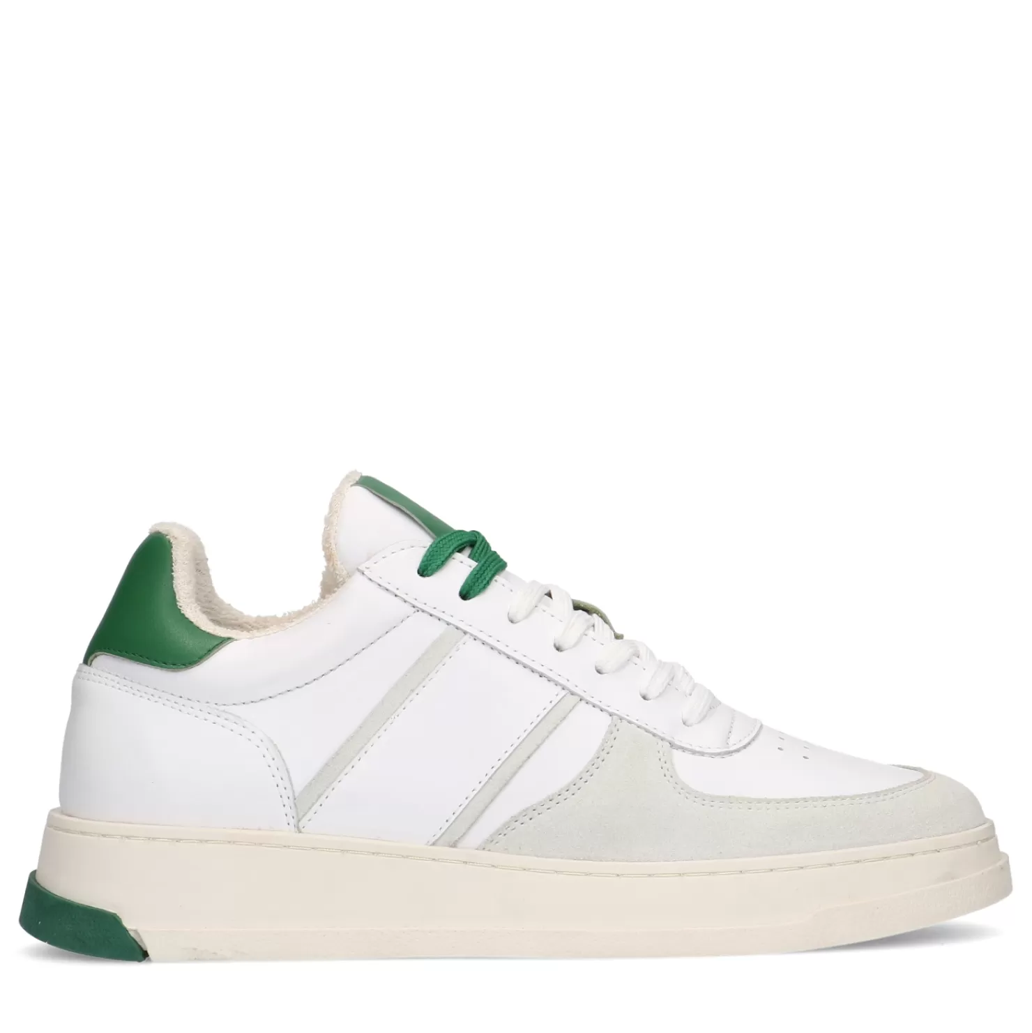 Discount Sacha Witte Leren Sneakers Met Groene Details