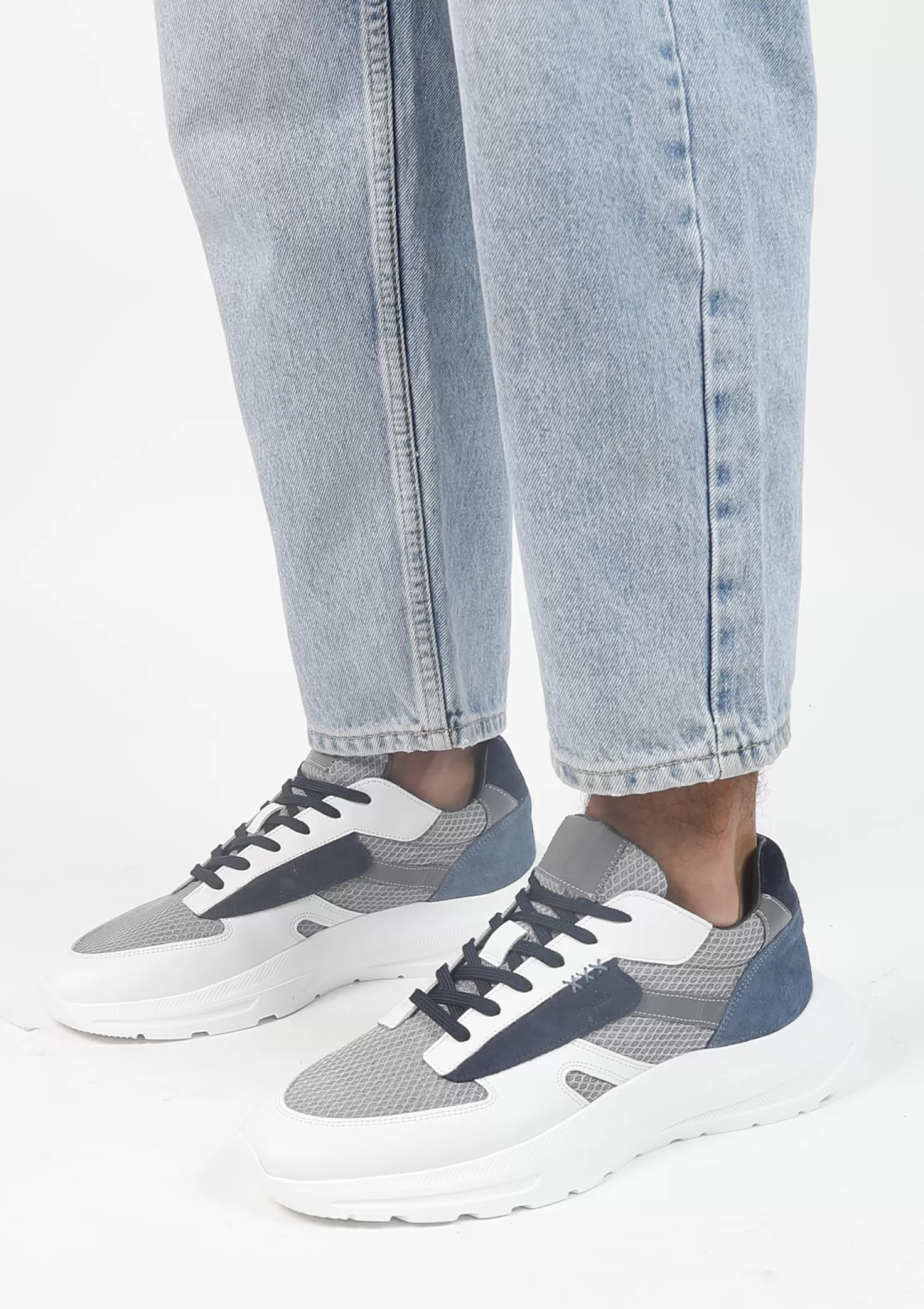 Clearance Sacha Witte Leren Sneakers Met Suede Details