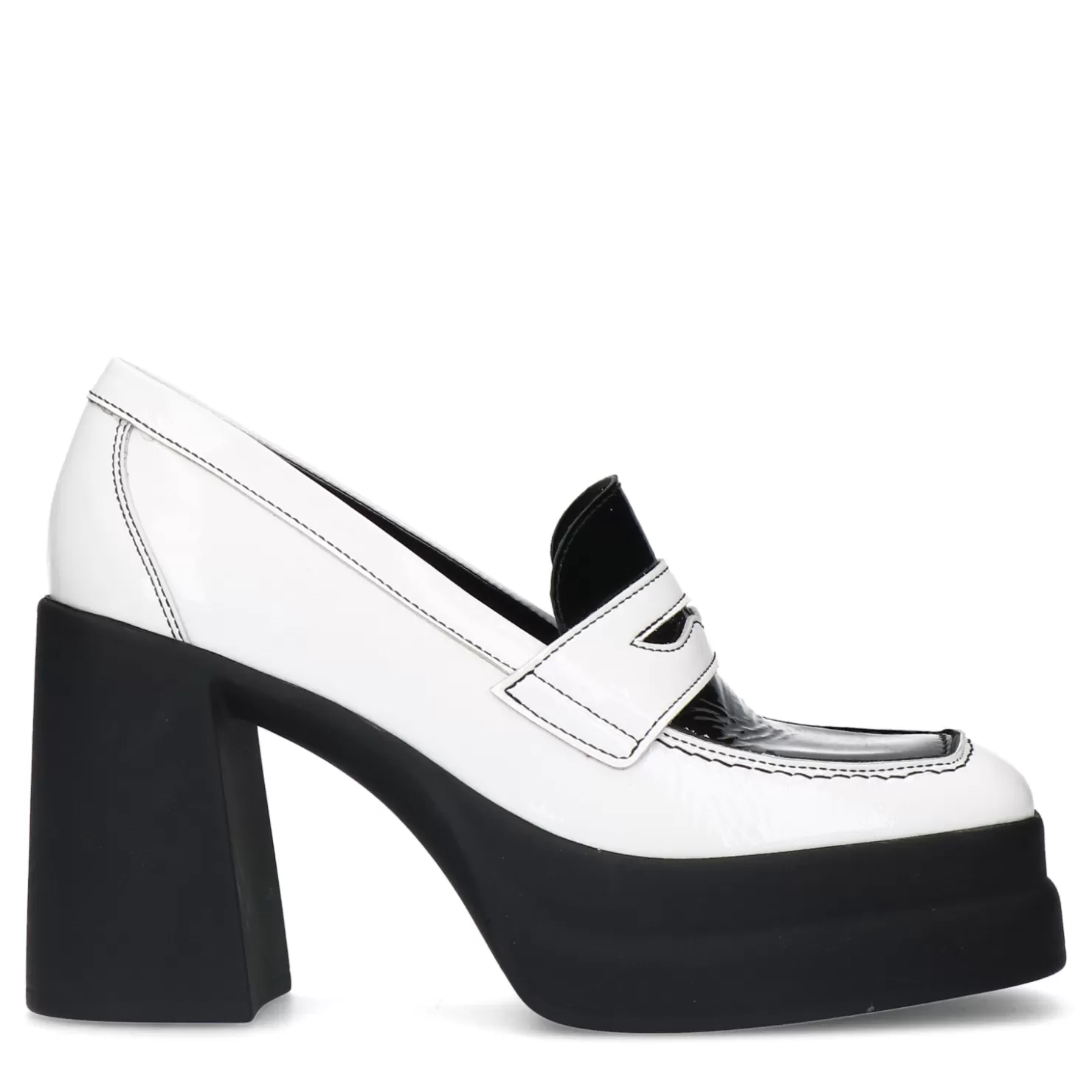 Cheap Sacha Witte Loafer Pumps Met Plateau Hak