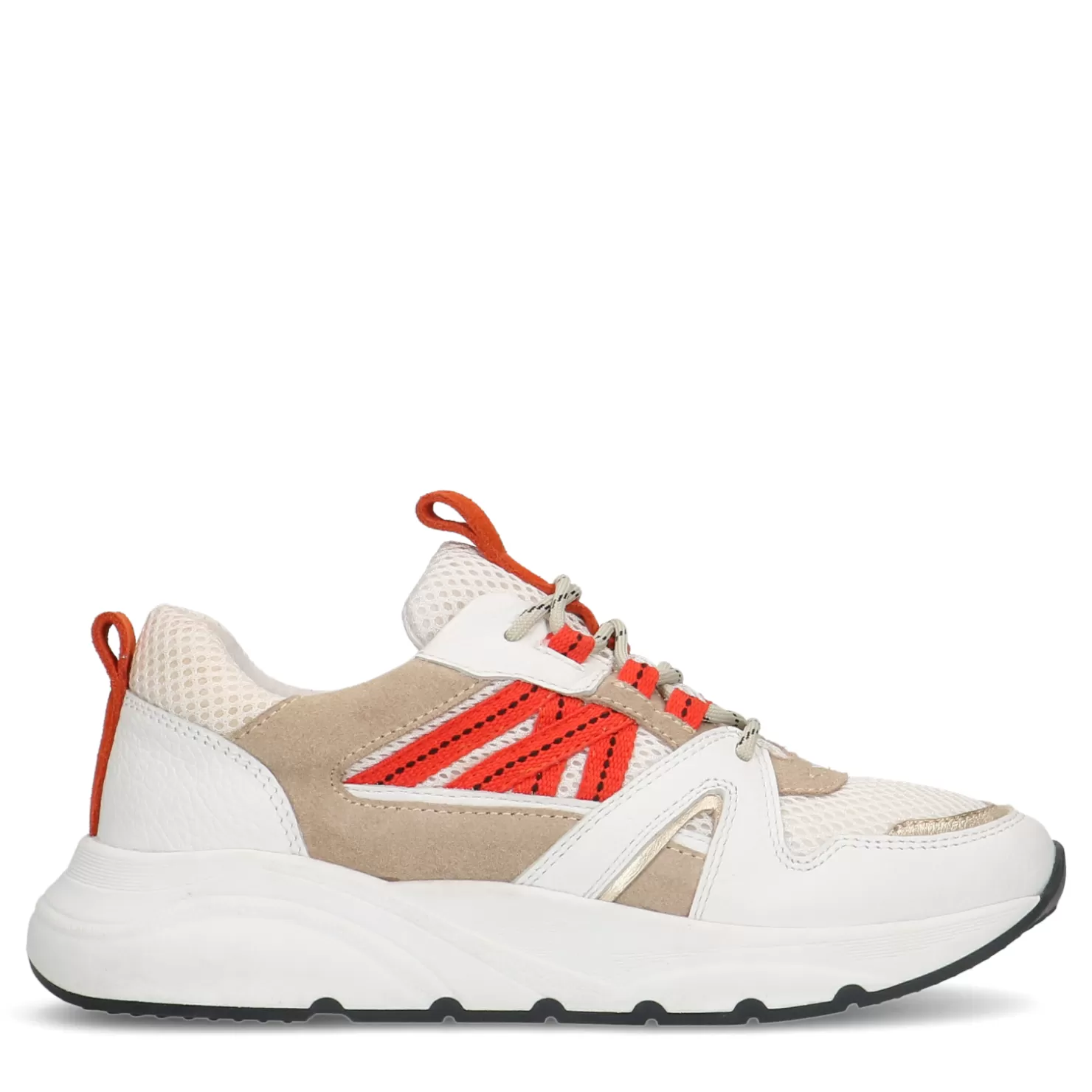 Online Sacha Witte Sneakers Met Oranje Details