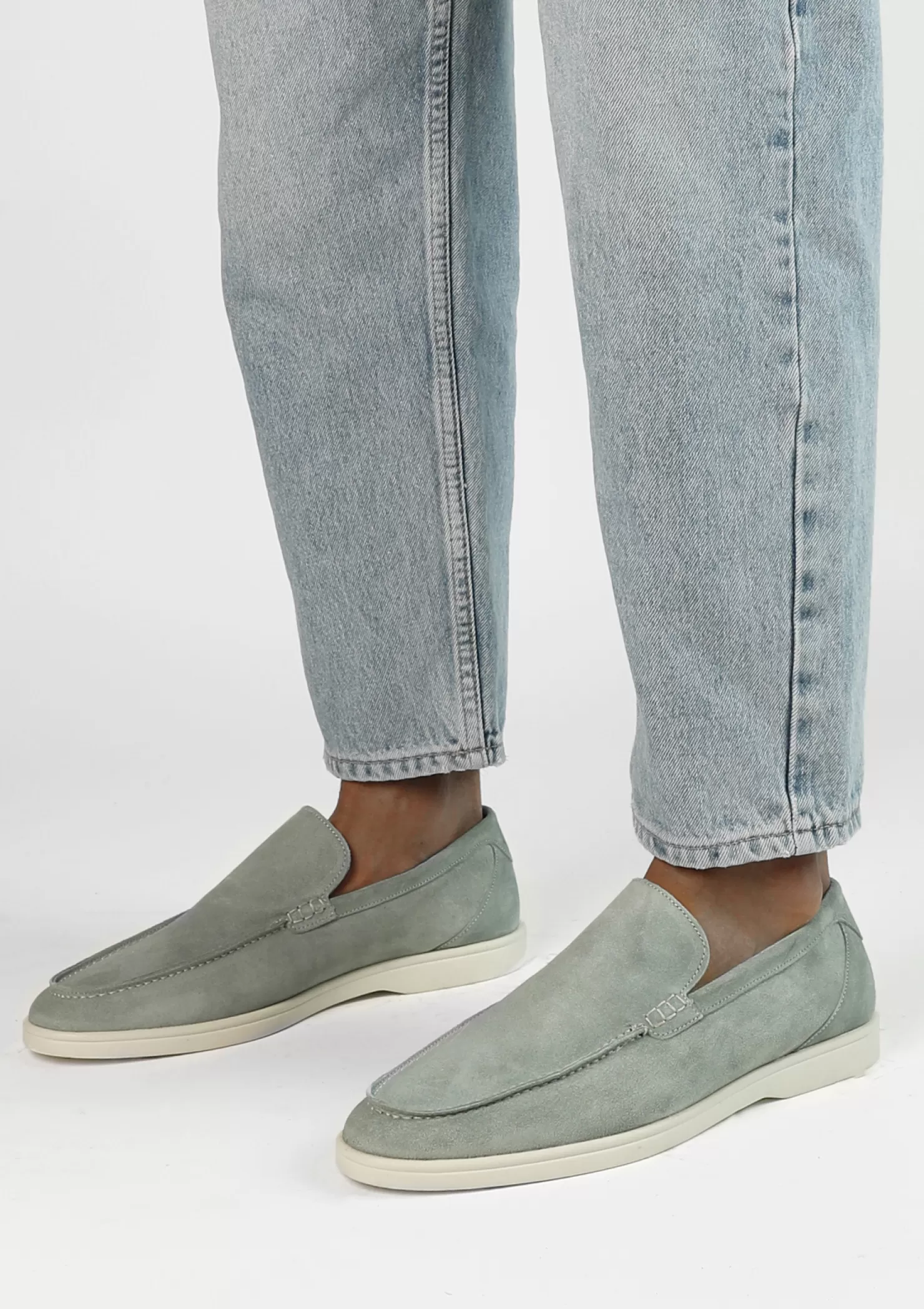 Best Sacha Zeegroene Suede Loafers