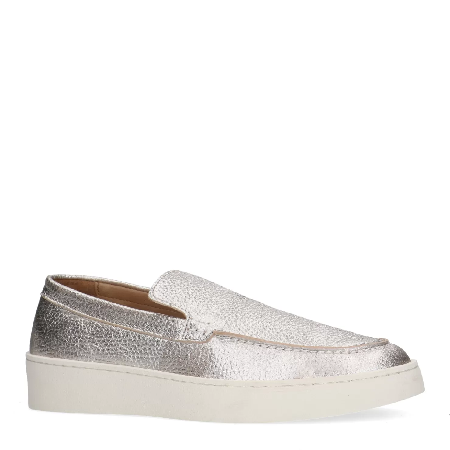 New Sacha Zilveren Leren Loafers Met Plateau Zool