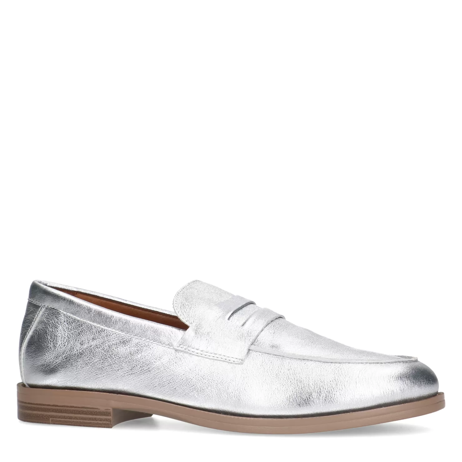 Store Sacha Zilveren Leren Penny Loafers