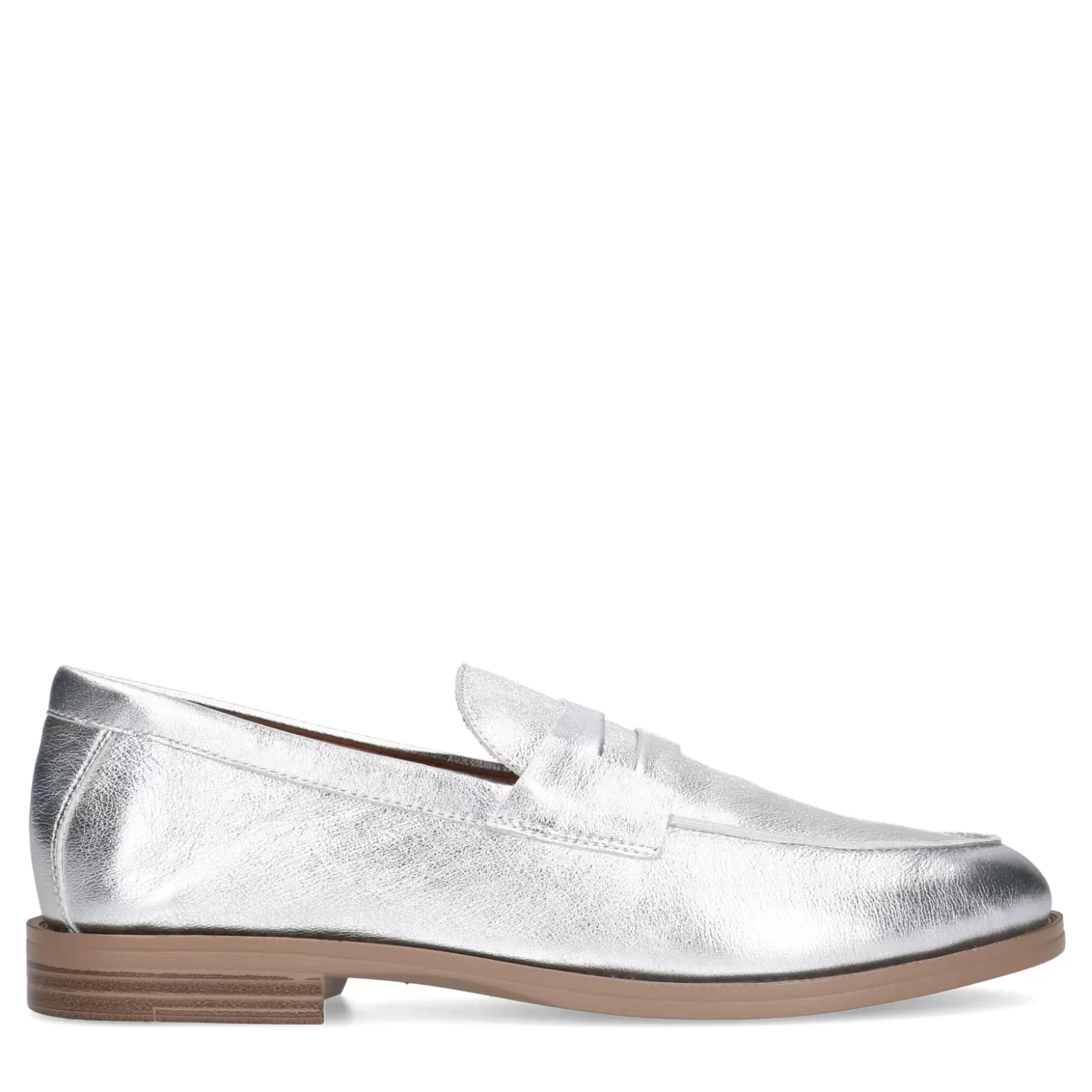 Store Sacha Zilveren Leren Penny Loafers