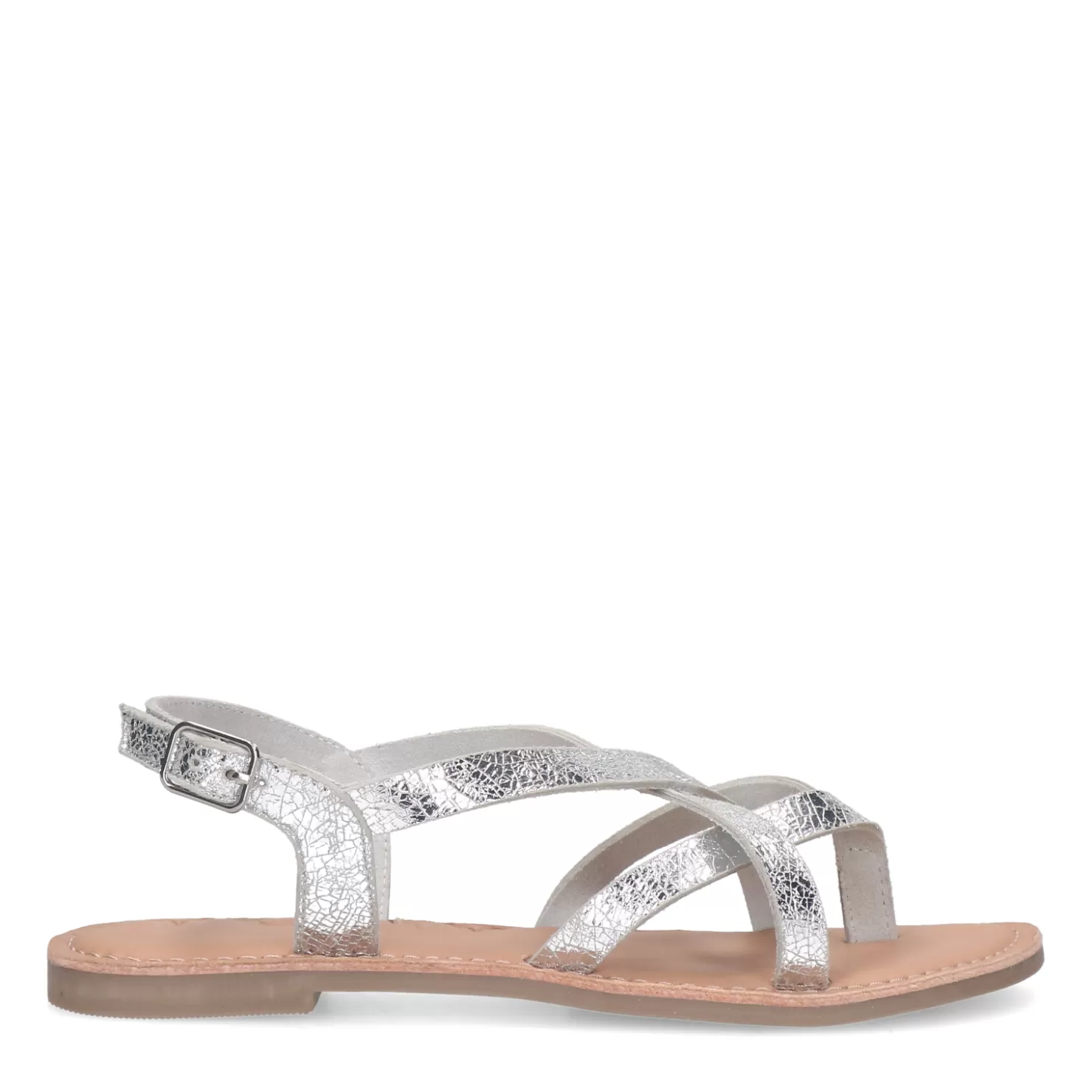 Clearance Sacha Zilveren Leren Sandalen Met Gekruiste Bandjes