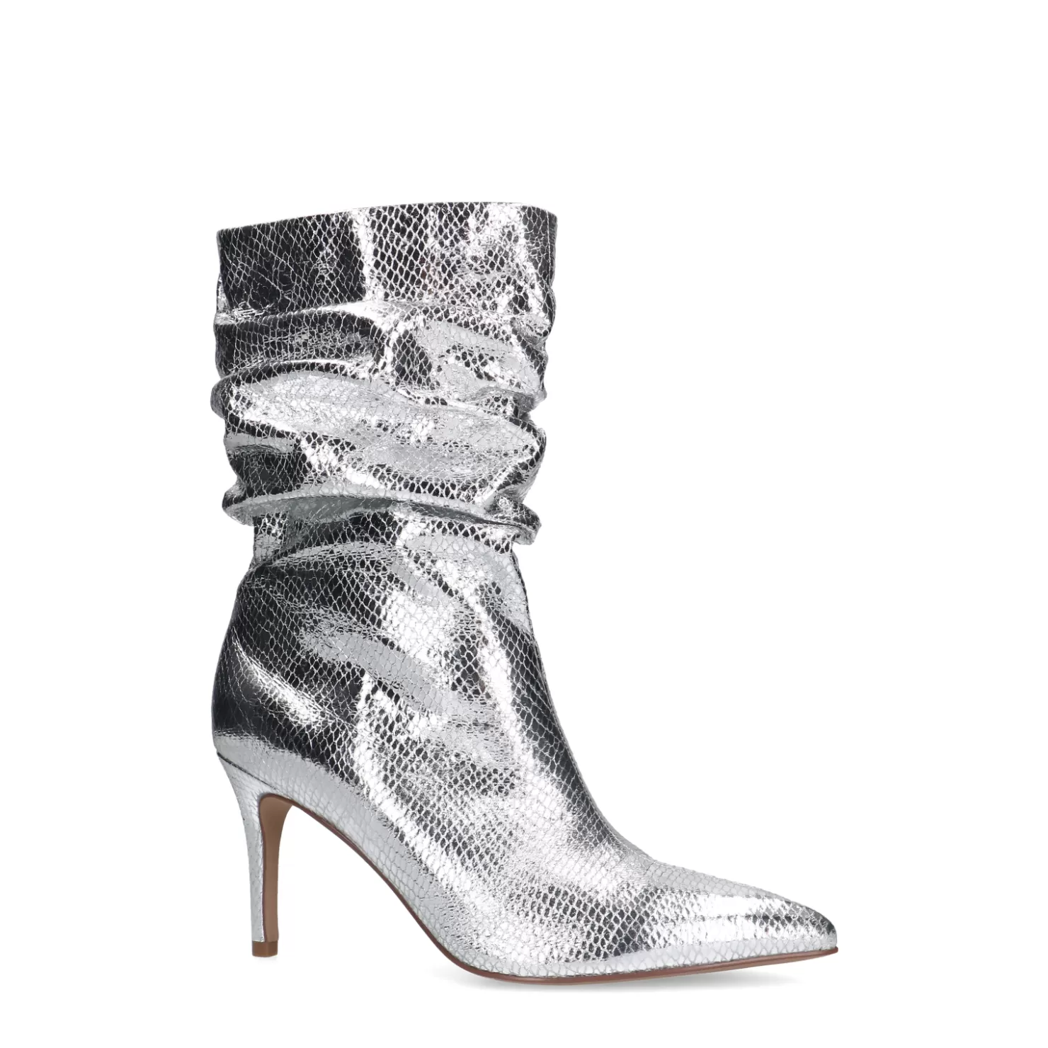 Discount Sacha Zilveren Metallic Enkellaarsjes Met Naaldhak