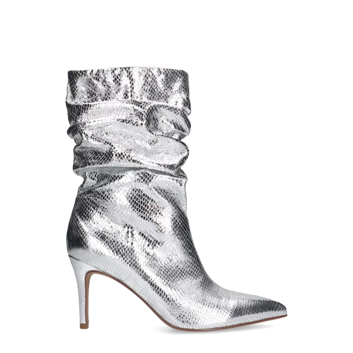 Discount Sacha Zilveren Metallic Enkellaarsjes Met Naaldhak