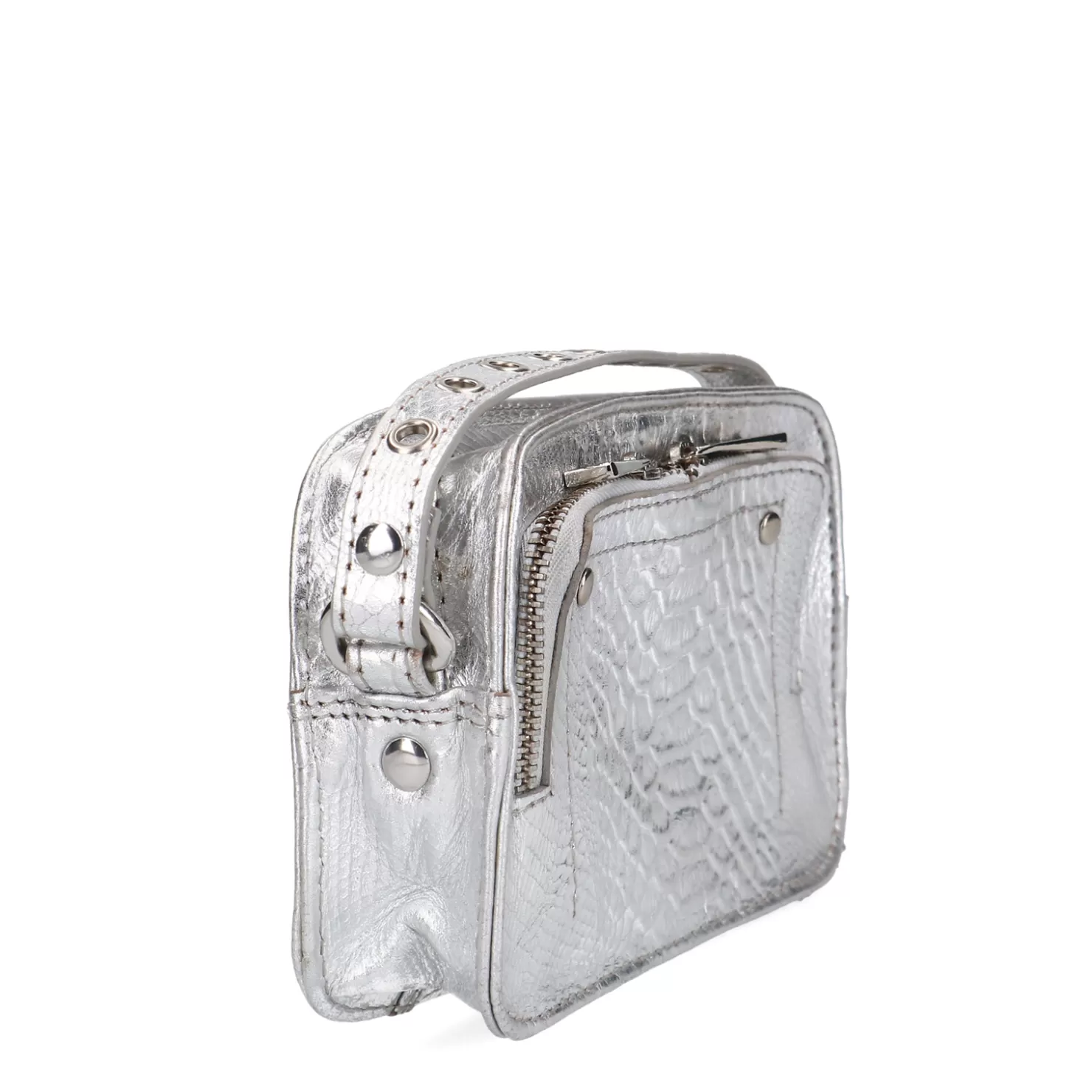 Best Sale Sacha Zilveren Metallic Leren Crossbody Tas