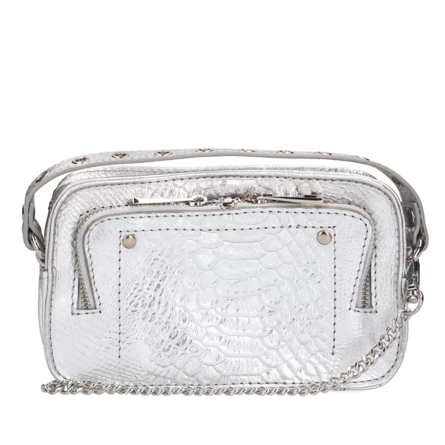 Best Sale Sacha Zilveren Metallic Leren Crossbody Tas