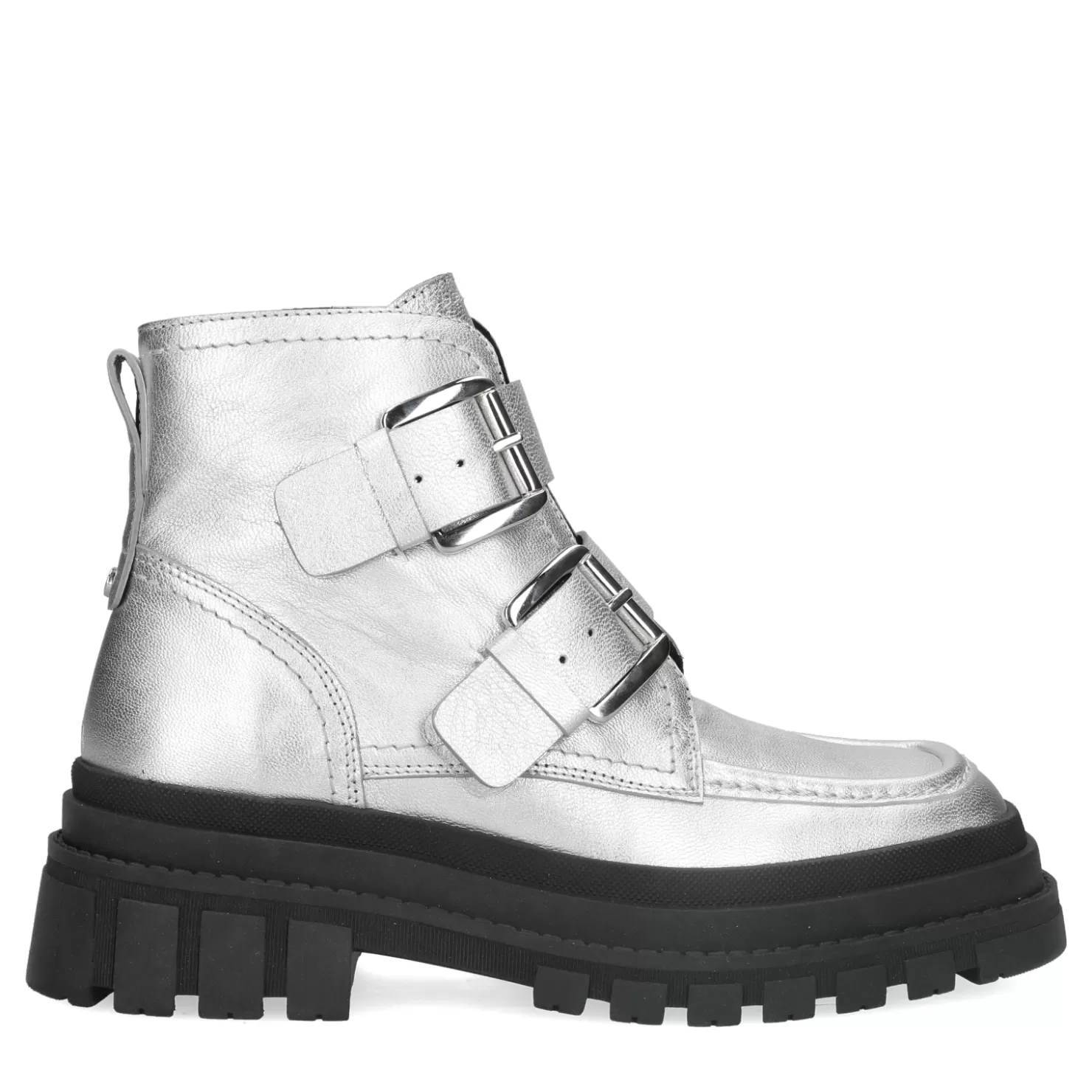 Best Sacha Zilverkleurige Biker Boots Met Gespen