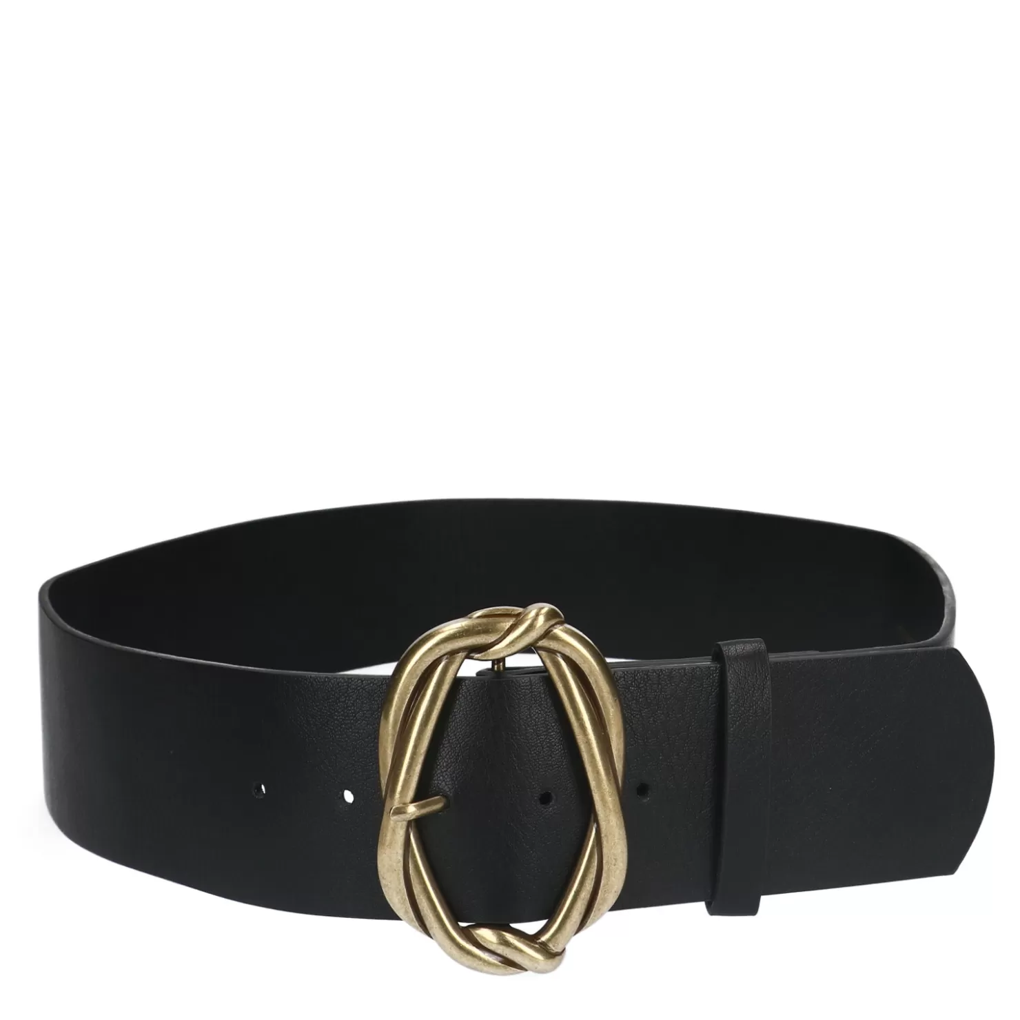 Sale Sacha Zwarte Brede Riem Met Goudkleurige Buckle