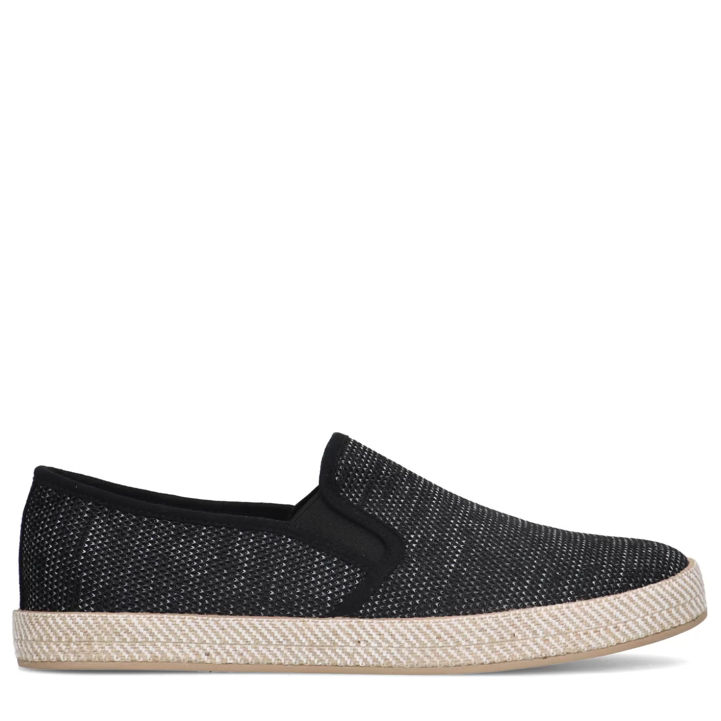 Store Sacha Zwarte Canvas Loafers Met Geweven Touwzool