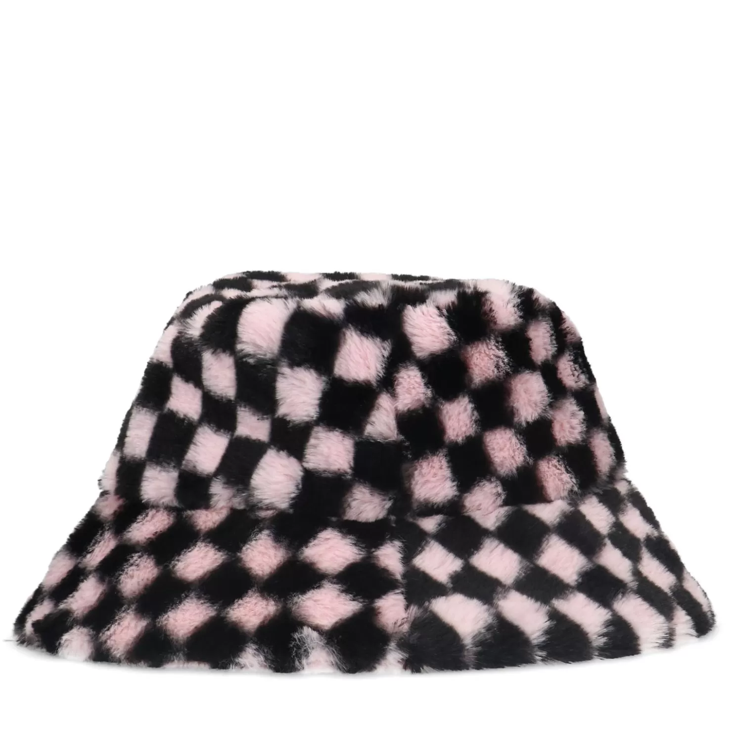 Clearance Sacha Zwarte Checker Bucket Hat Van Imitatiebont