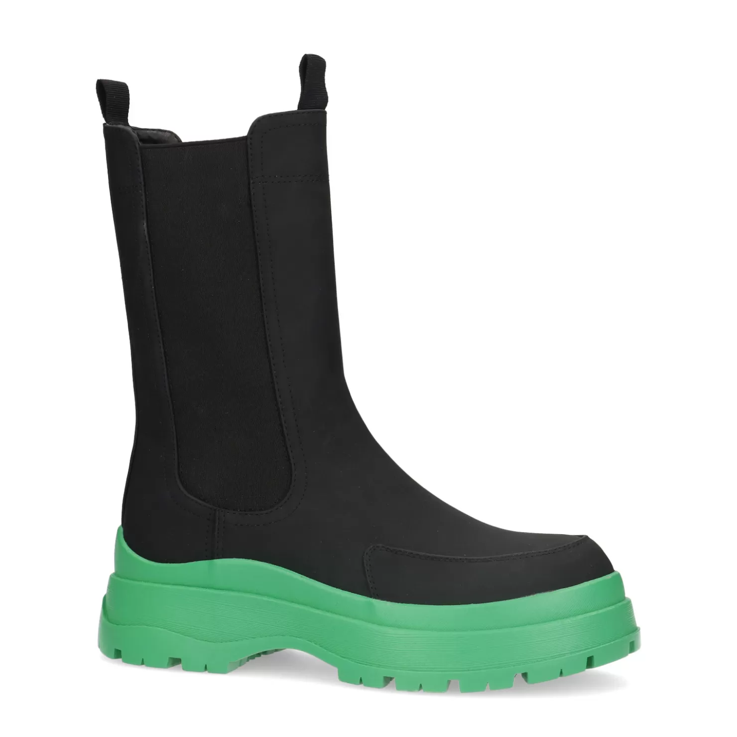 Best Sale Sacha Zwarte Chelsea Boots Met Groene Zool