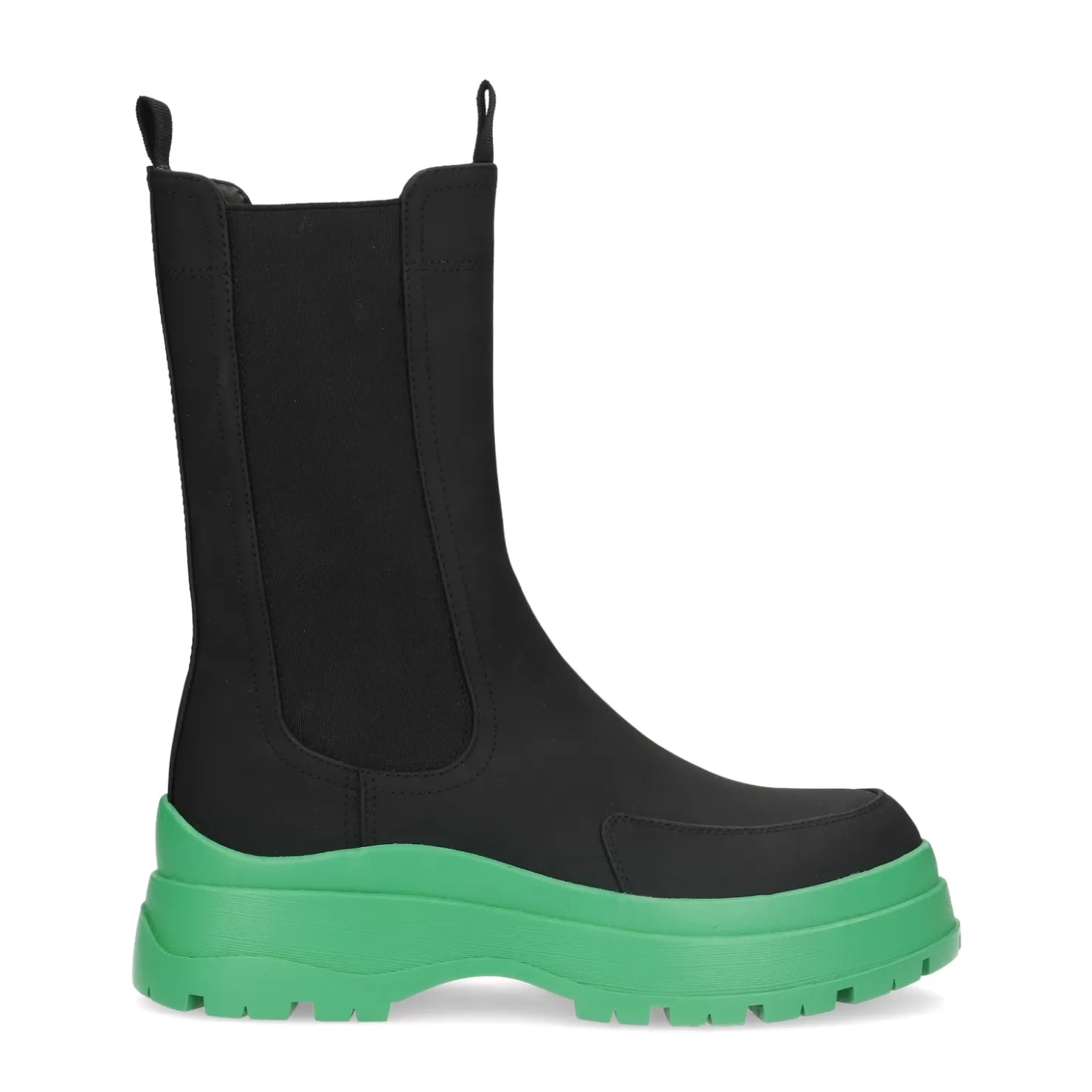 Best Sale Sacha Zwarte Chelsea Boots Met Groene Zool