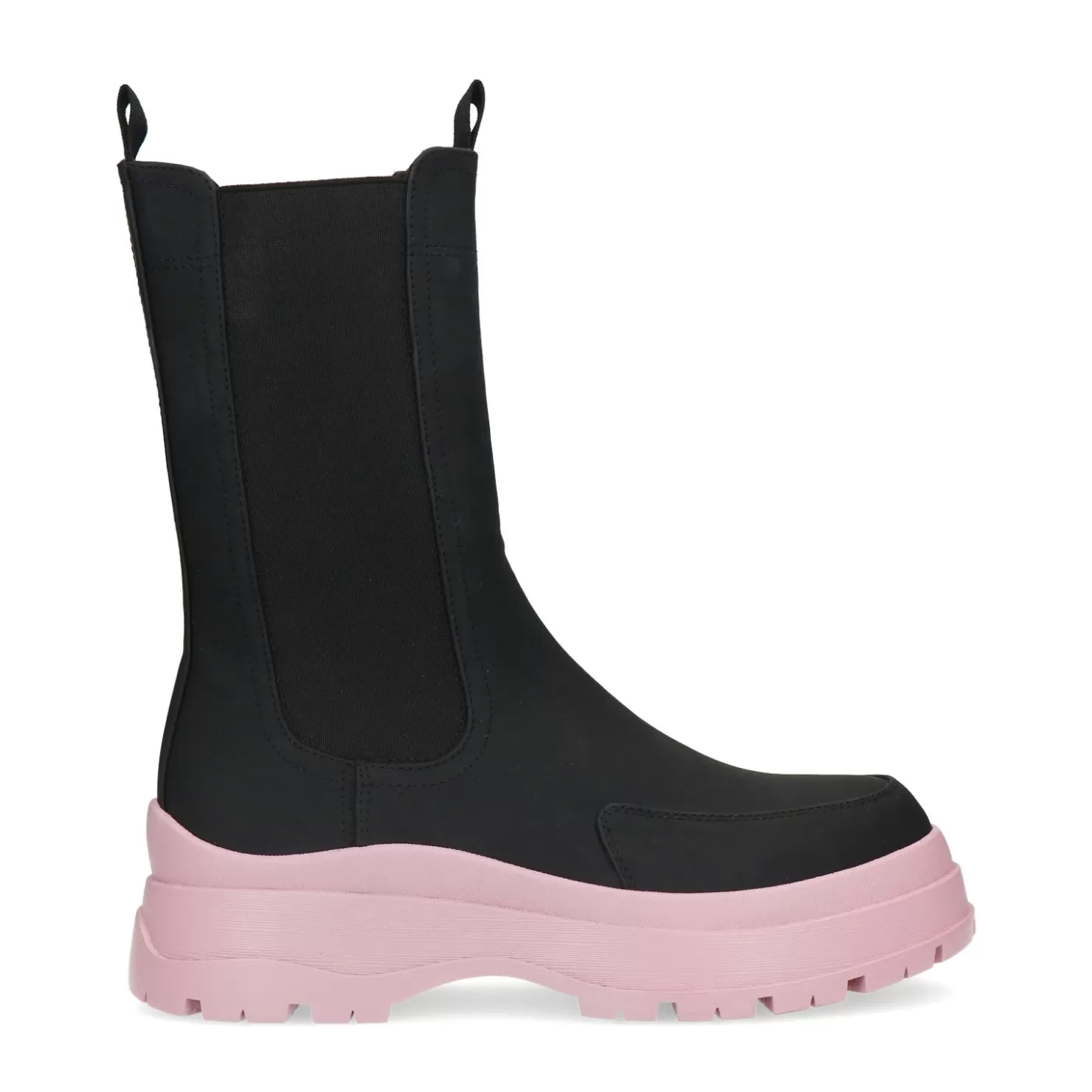 Shop Sacha Zwarte Chelsea Boots Met Roze Zool